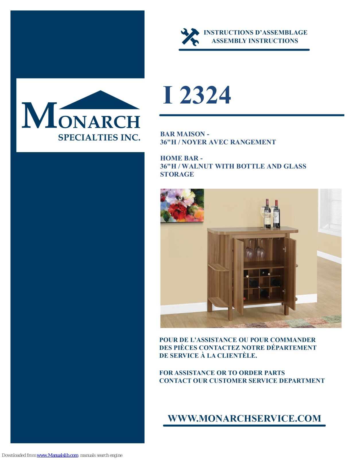 Monarch Specialties I 2324 Assembly Instructions Manual