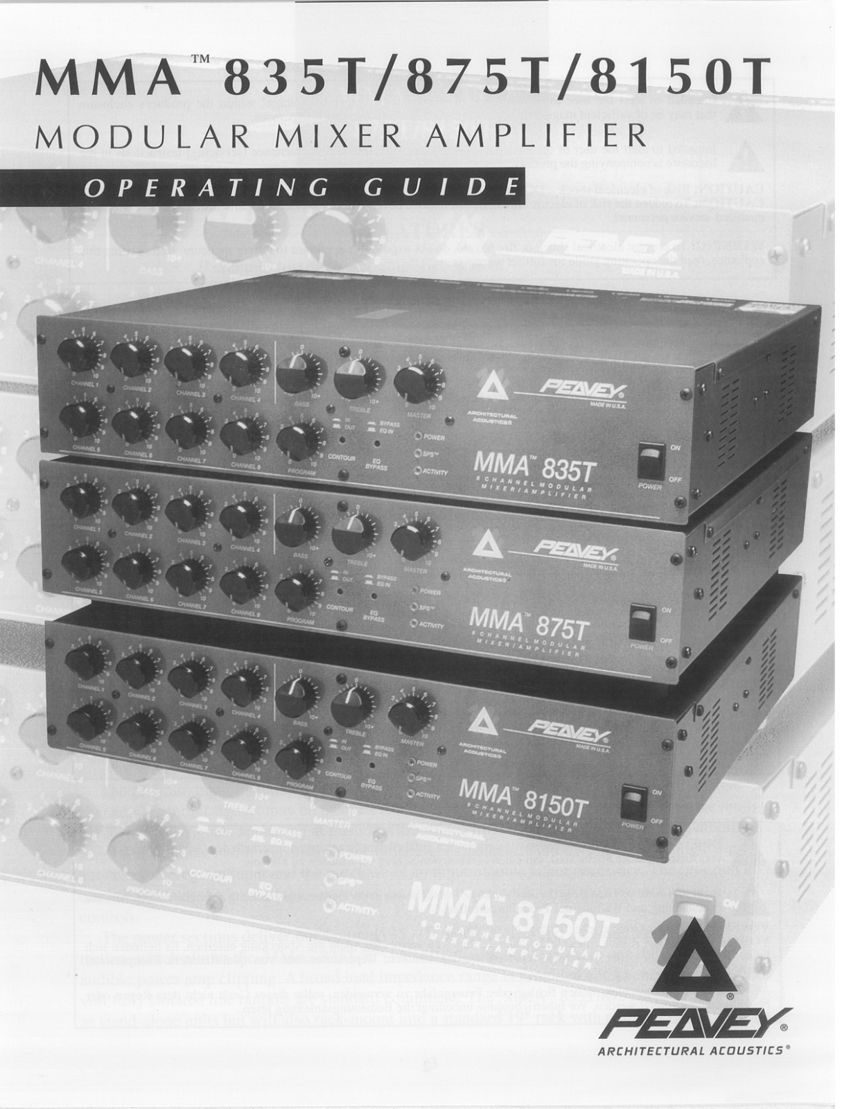 Peavey MMA 875T, MMA 8150T II, MMA 8150T, MMA 835T User Manual