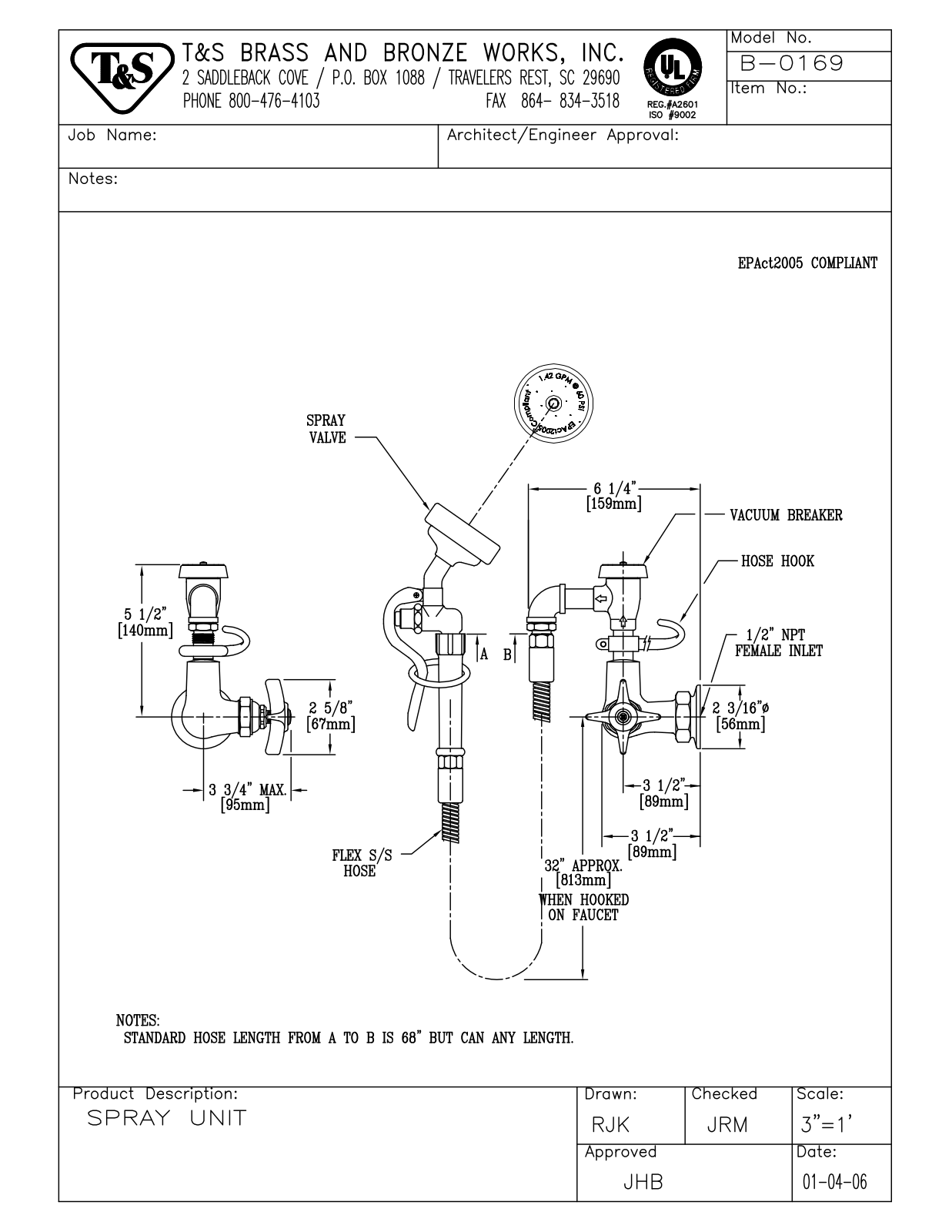 T & S Brass & Bronze Works B-0169 General Manual