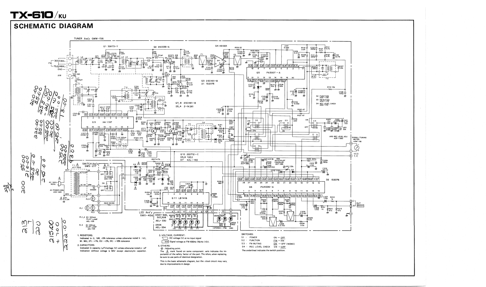 Pioneer TX-610 Schematic