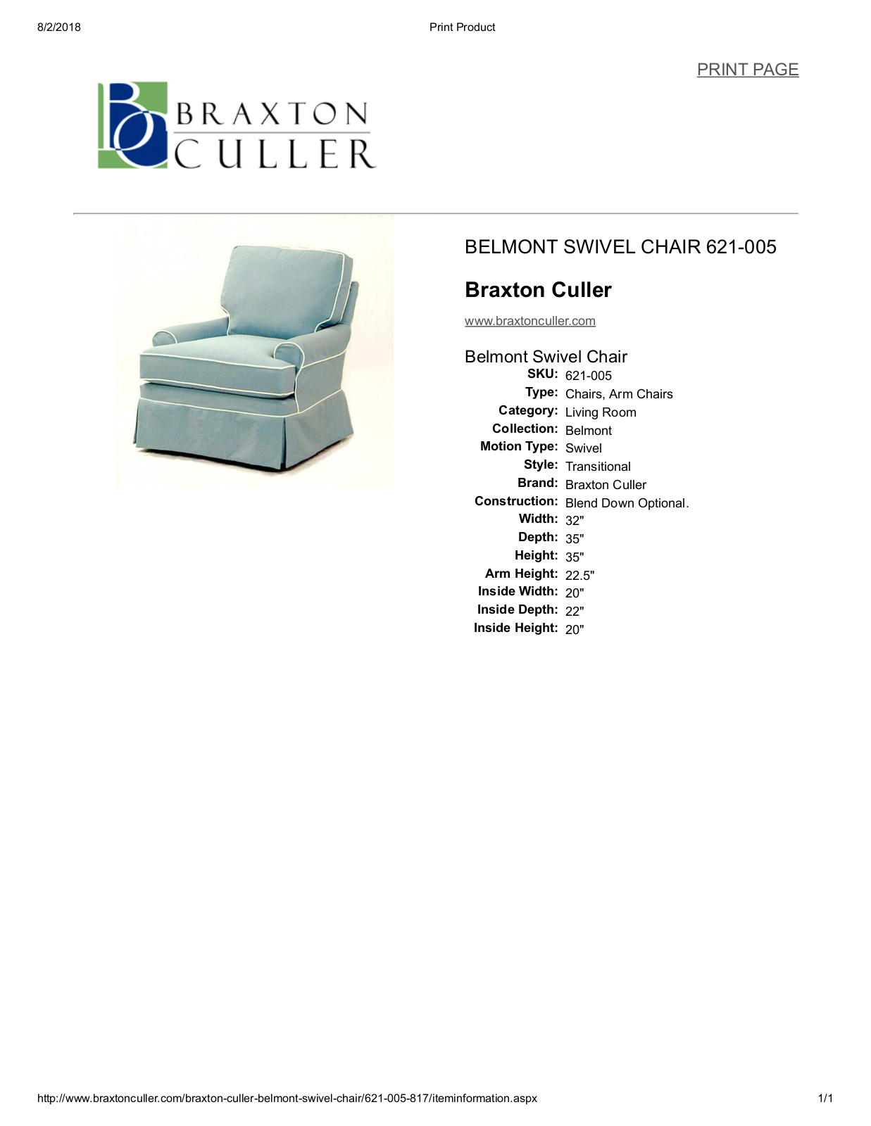 Braxton Culler BXCL1496 Specifications - ManualMachine.com