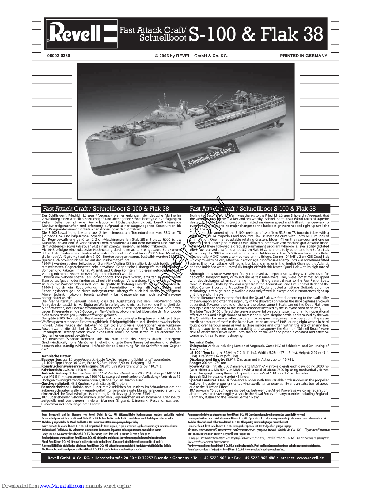 REVELL S-100 & Flak 38 Assembly Manual