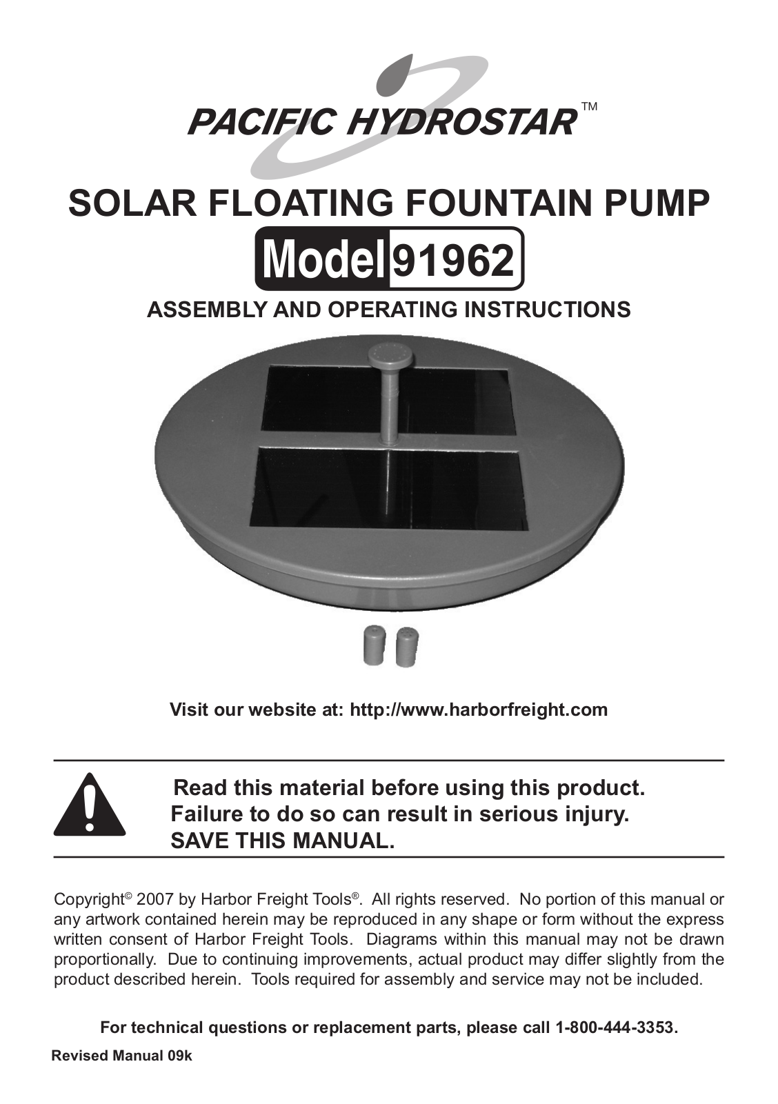 Pacific hydrostar 91962 User Manual