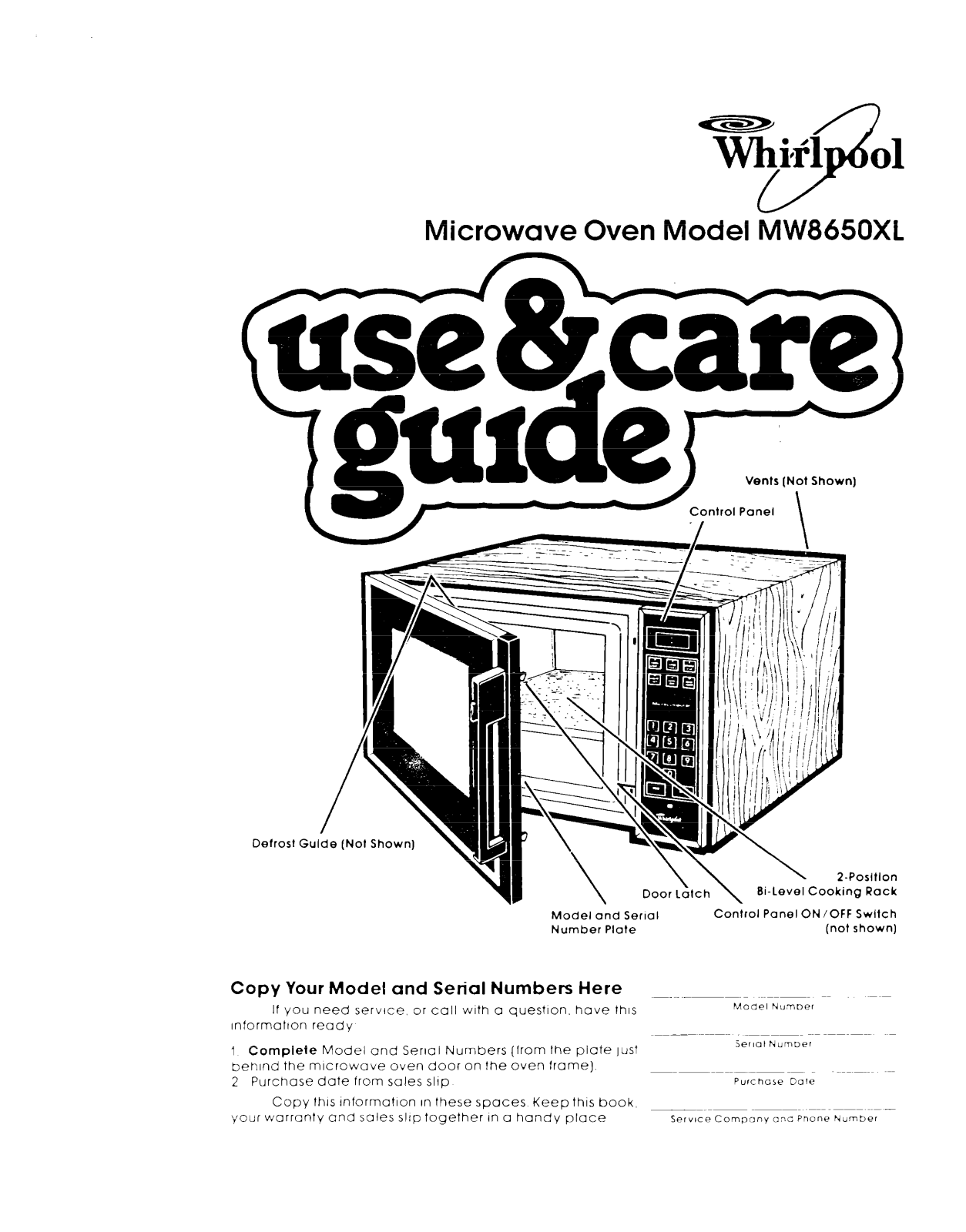 Whirlpool MW8650XL User Manual