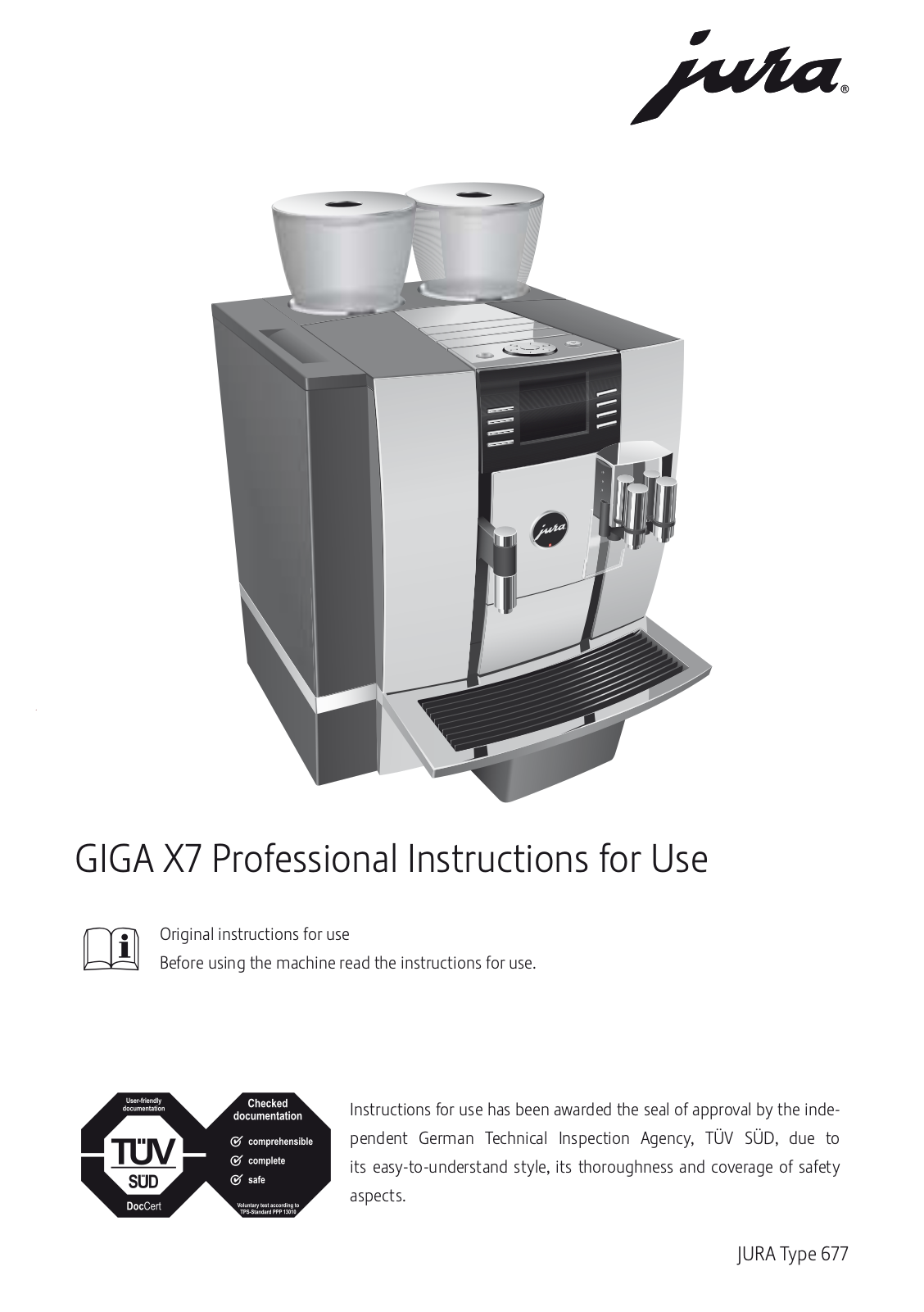 Jura GIGA X7 Professional User Manual