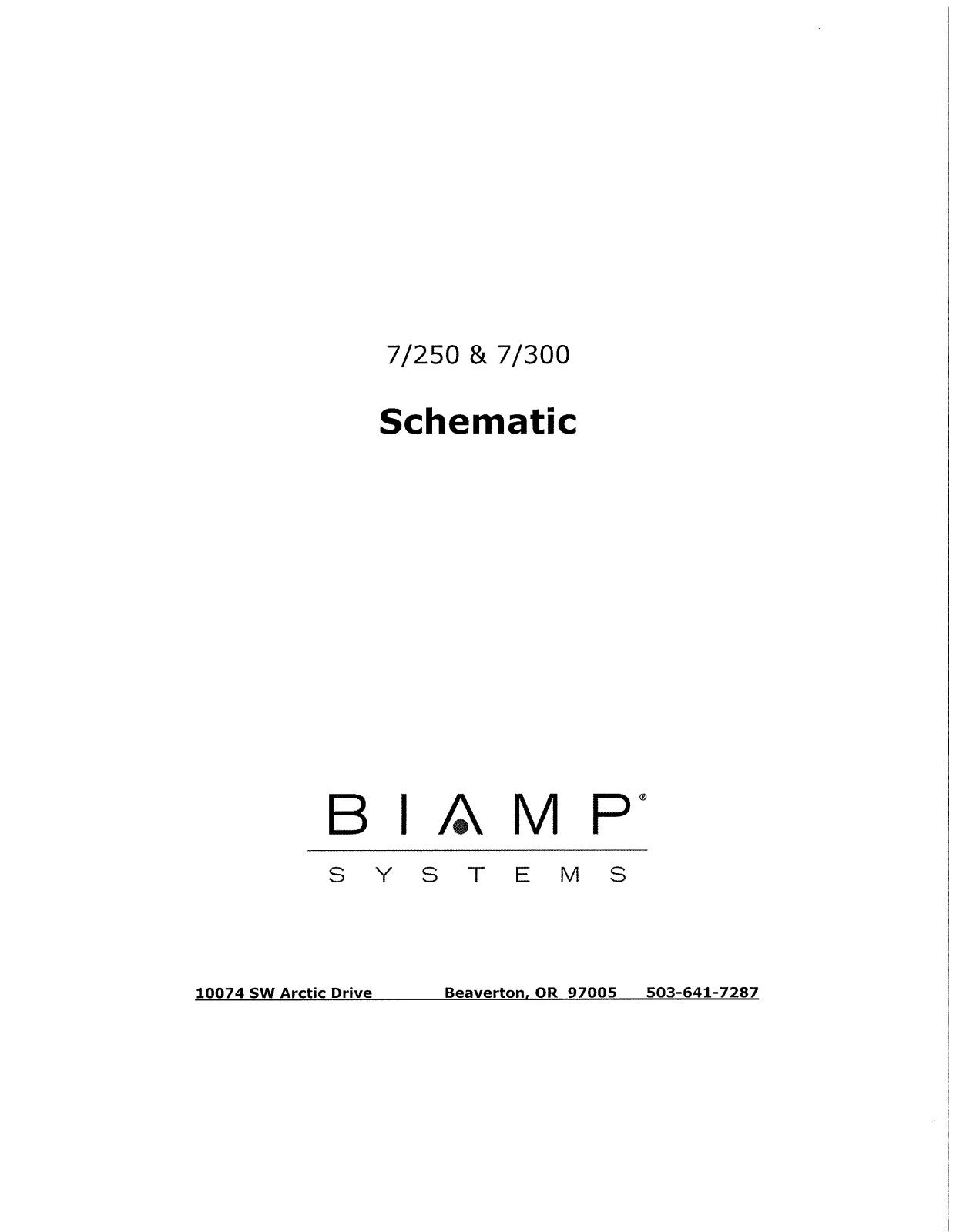 Biamp 7-250 AND 7-300 User Manual