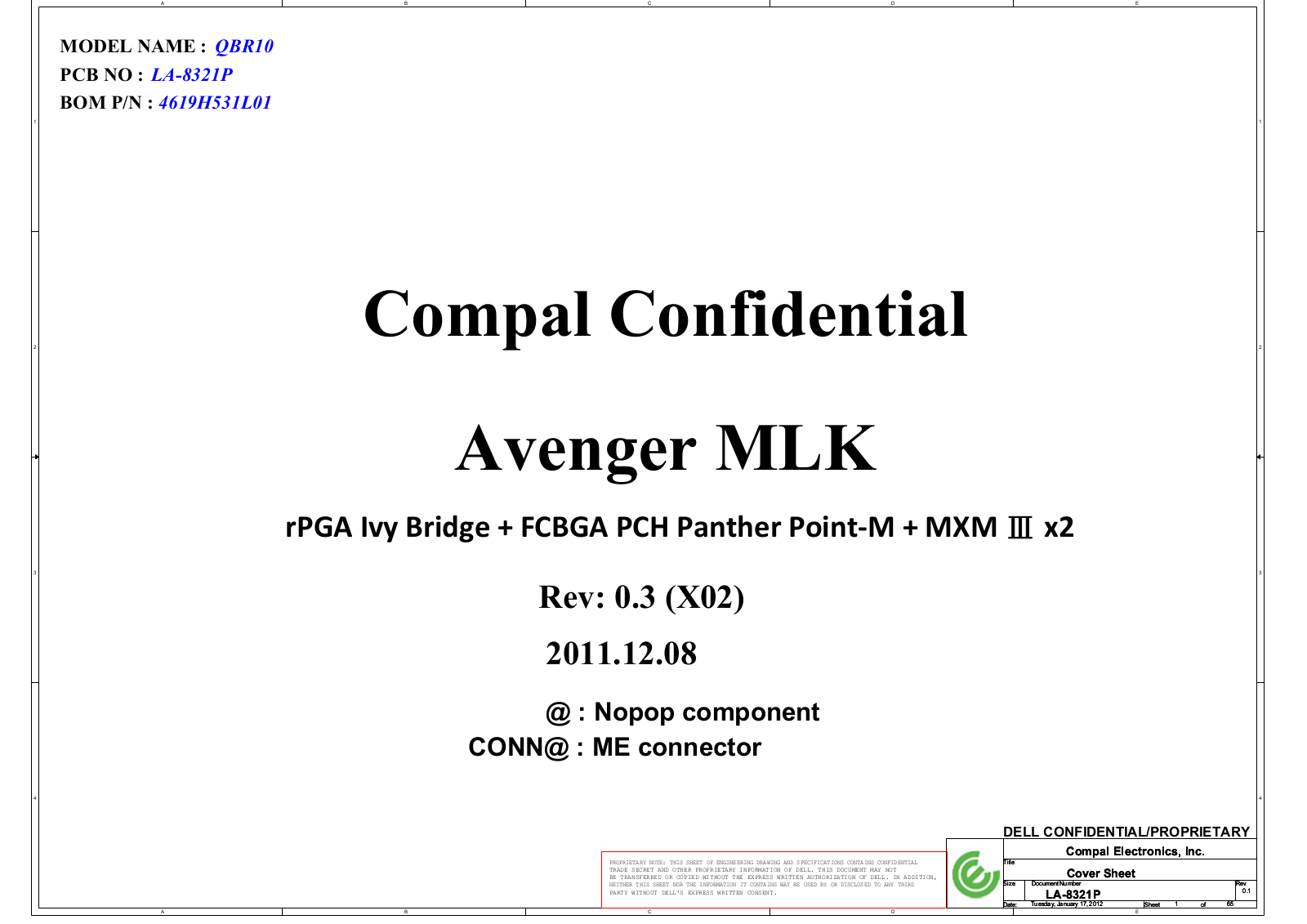 Compal LA-8321P QBR10, Alienware M18x R2, LA-8321P  Avenger MLK Schematic
