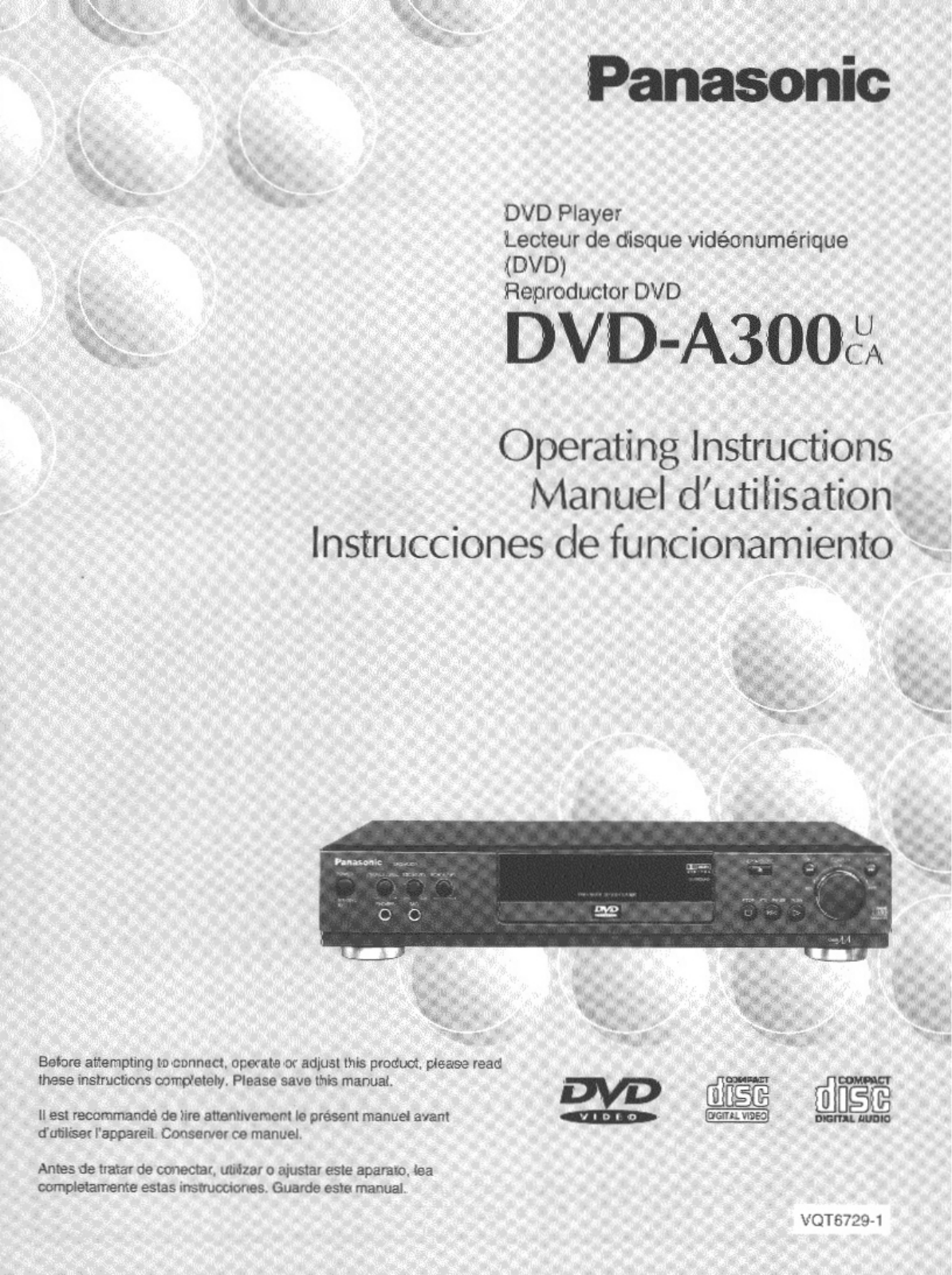 Panasonic DVD-A300CA, DVD-A300U Operating Instruction
