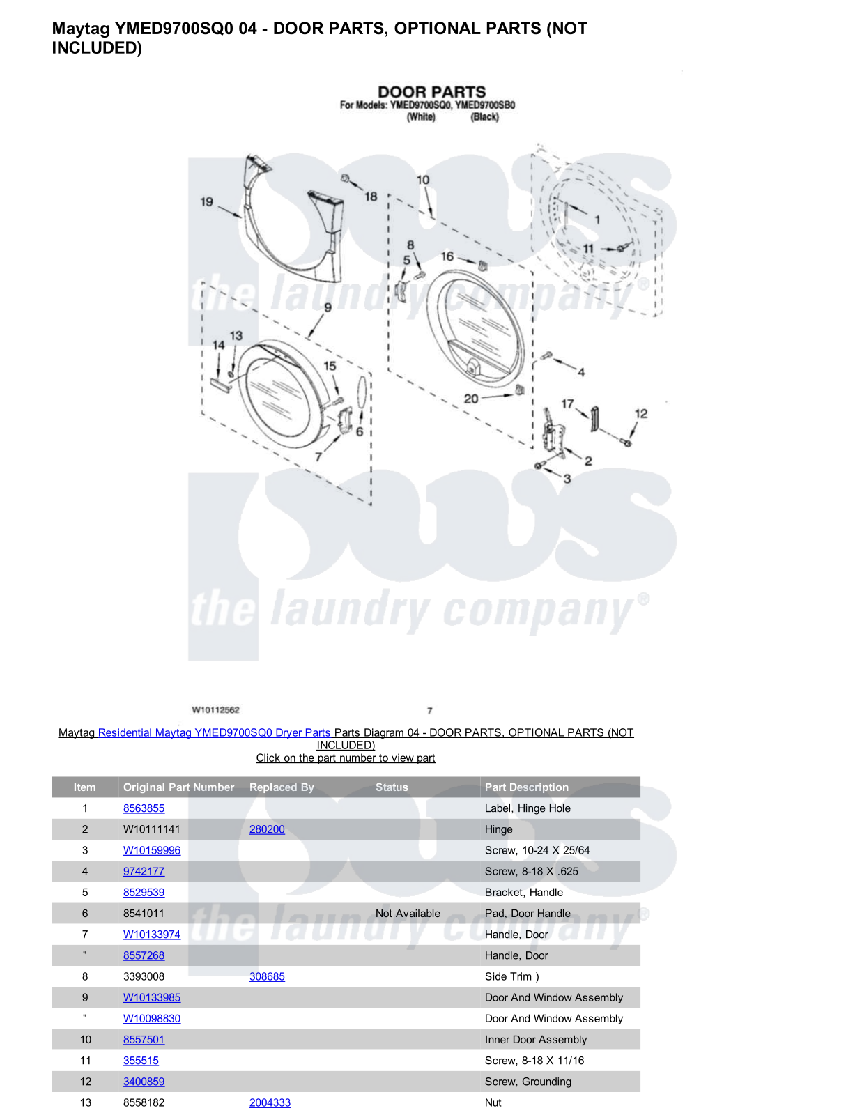 Maytag YMED9700SQ0 Parts Diagram