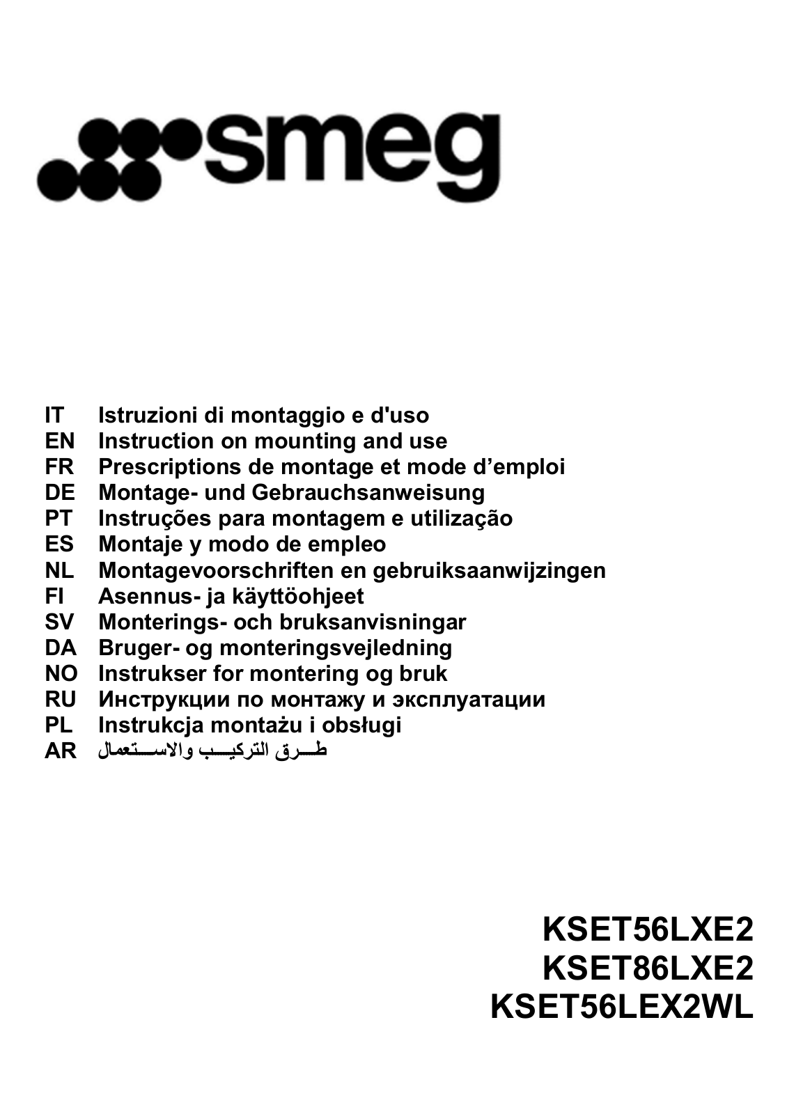 Smeg KSET86LXE2 User manual