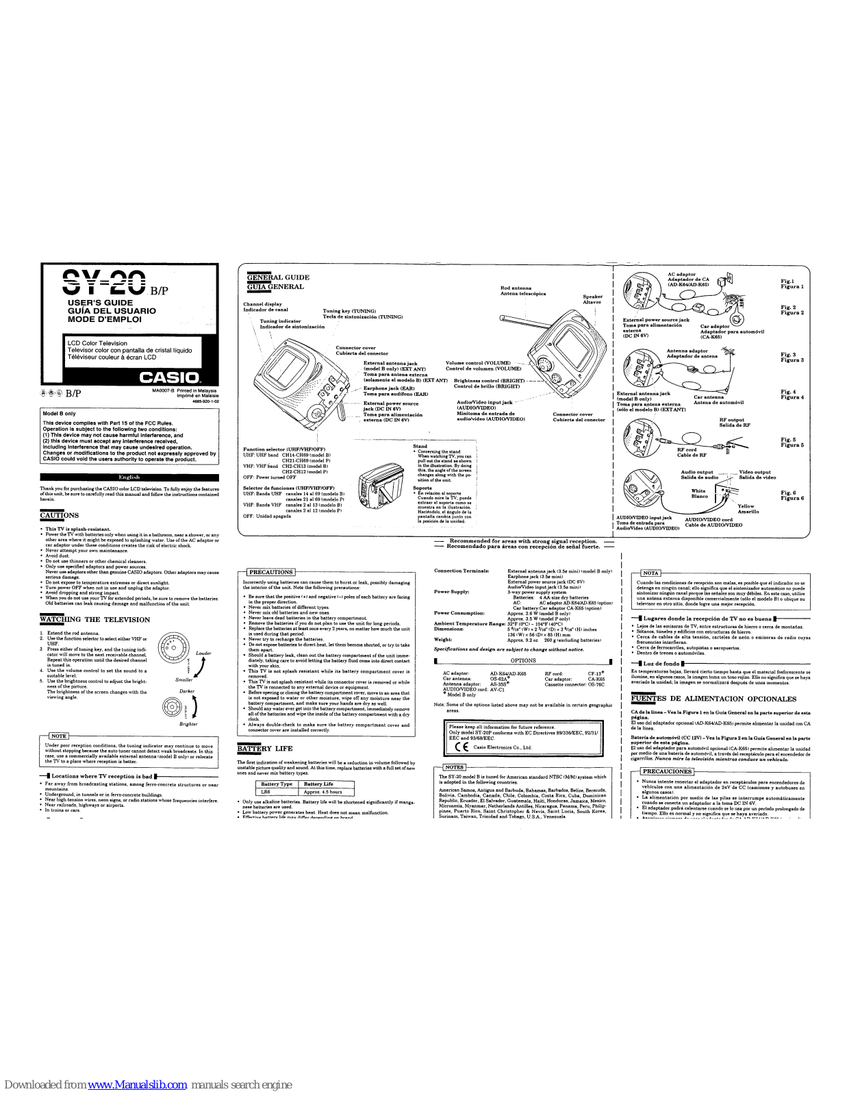 Casio SY-20, SY-20B, SY-20P User Manual