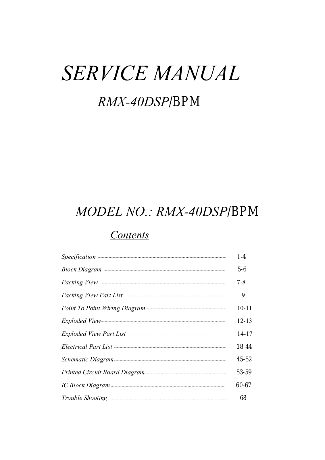 Reloop RMX-40-DSP-BPM Service manual