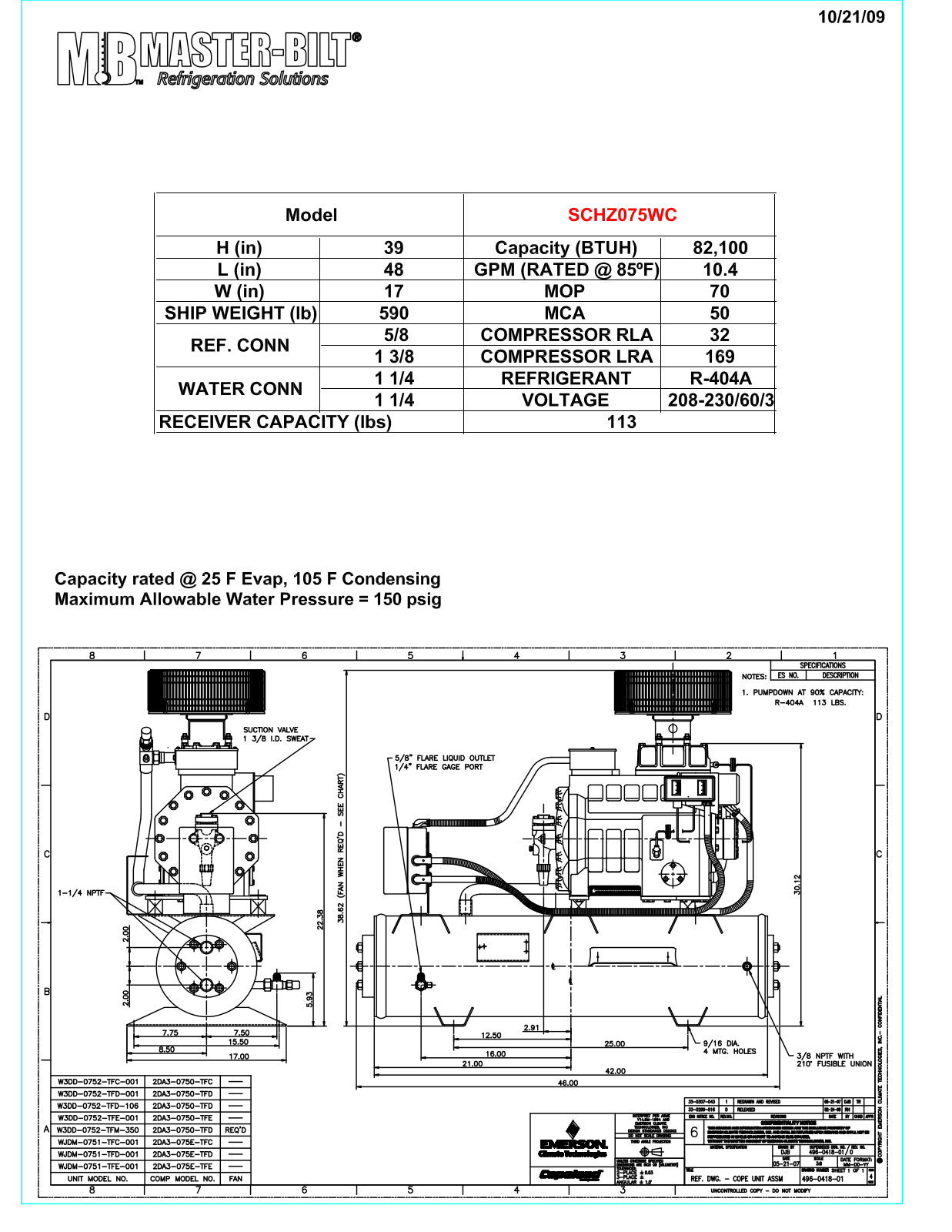 Master-Bilt SCHZ075WC User Manual