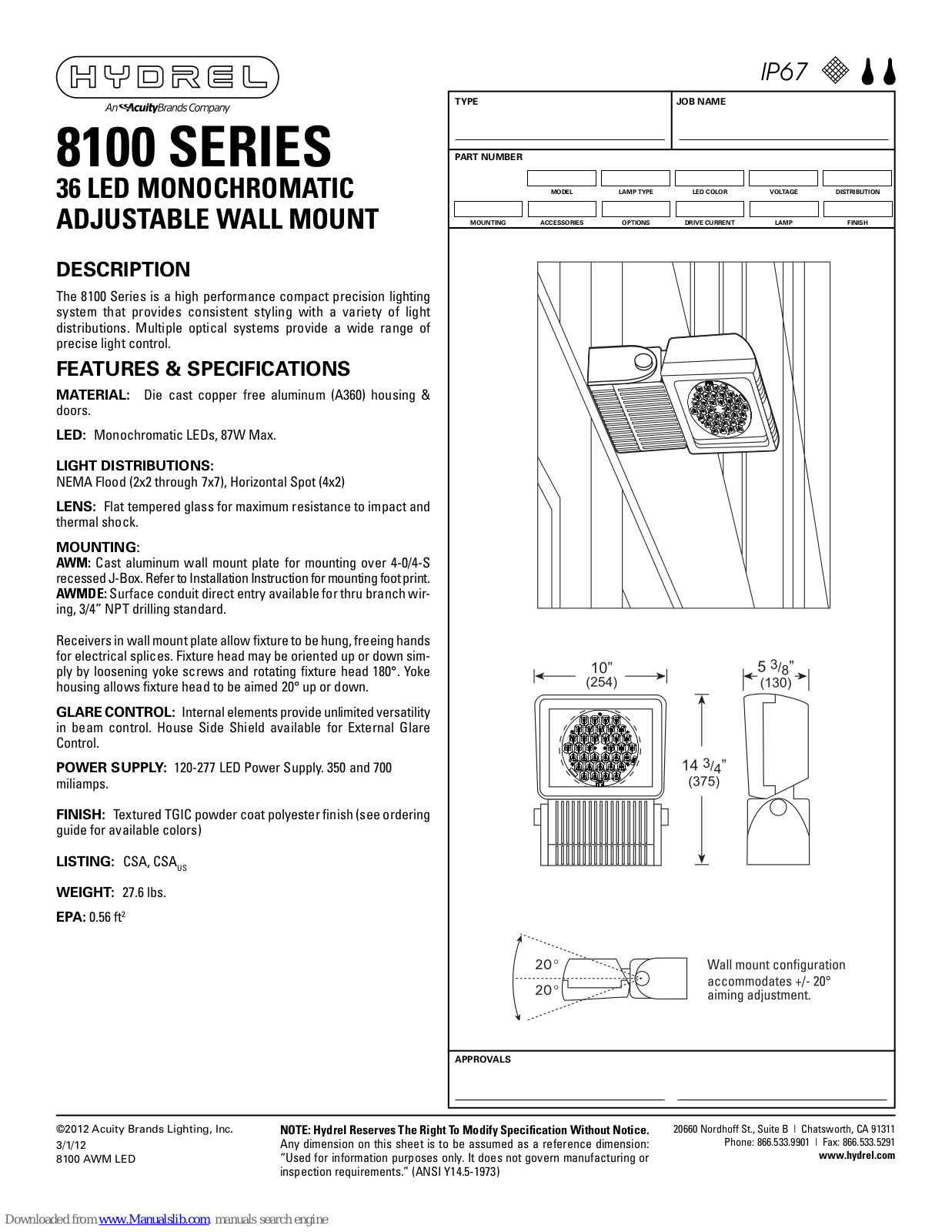 Hydrel 8100 Installation Instruction - ManualMachine.com