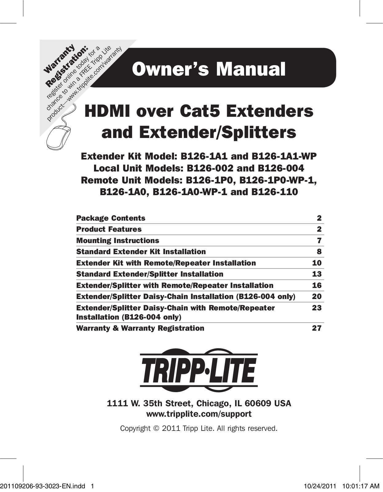 Tripp Lite B126-004, B126-110, B126-1P0-WP-1, B126-1A0-WP-1, B126-002 User Manual