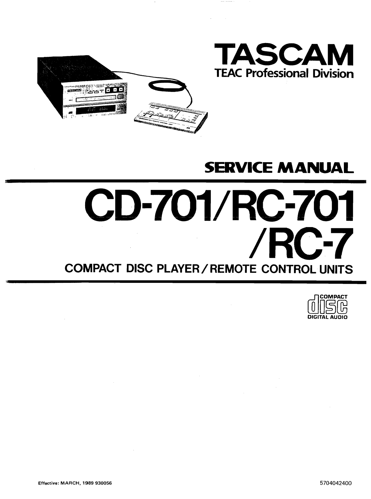 Tascam RC-7 Service Manual