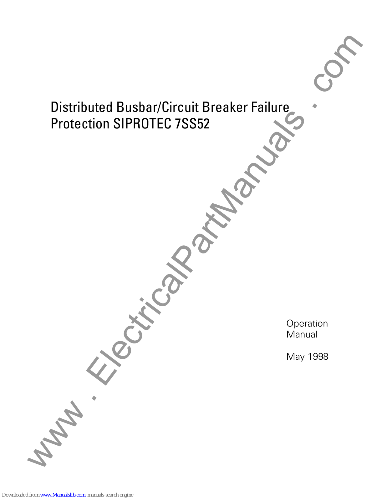 Siemens SIPROTEC 7SS52 Operation Manual