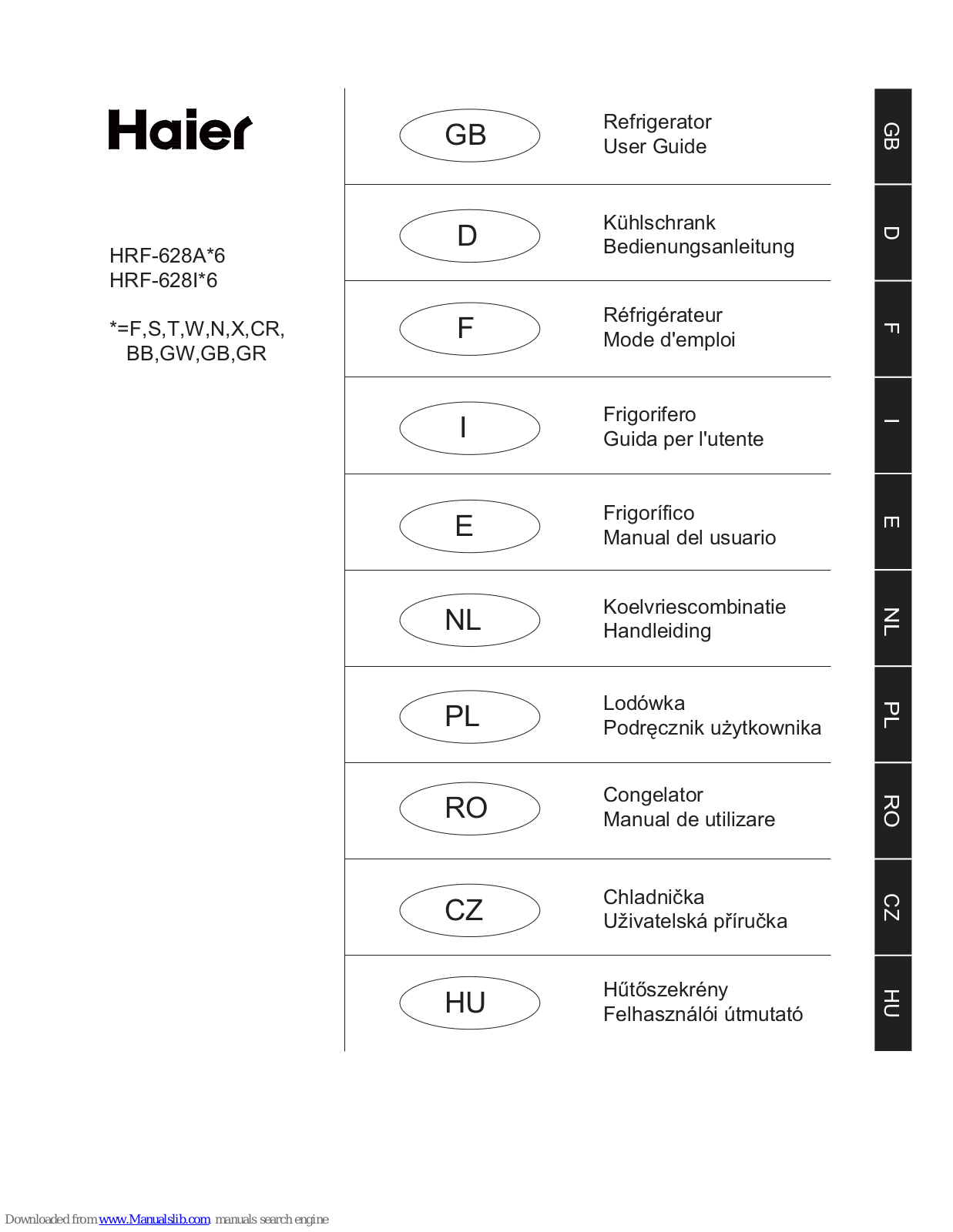 Haier HRF-628AT6, HRF-628AW6, HRF-628AN6, HRF-628AX6, HRF-628ACR6 User Manual