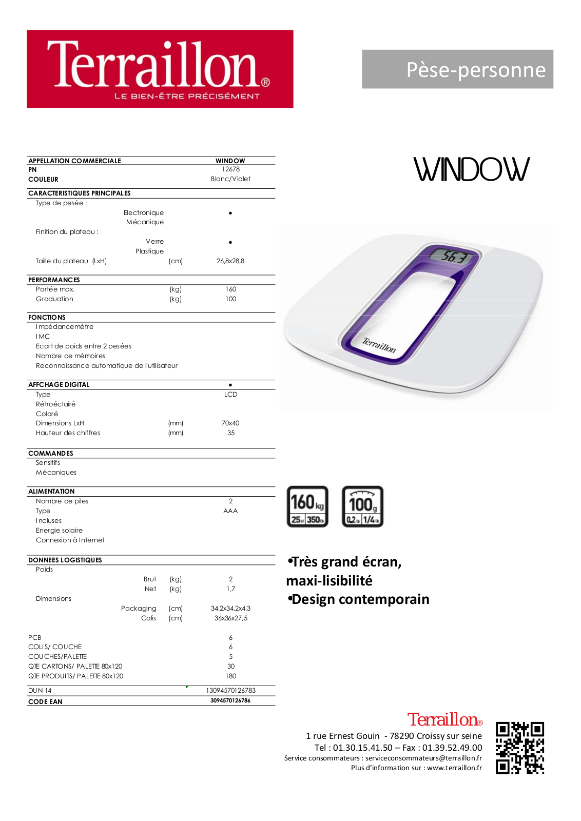 Terraillon Window product sheet