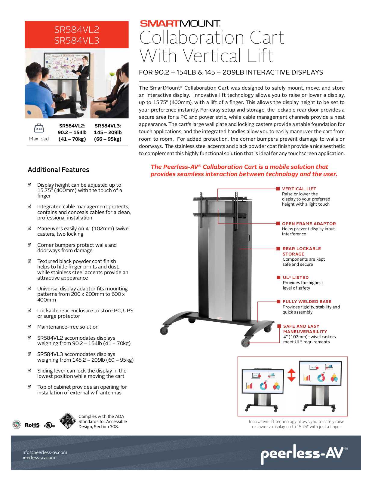 Peerless-AV SR584VL2 Specsheet