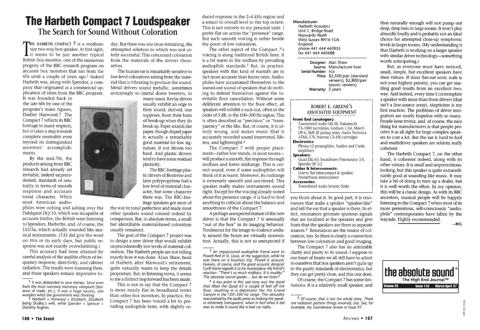 Harbeth Audio Compact 7 Brochure