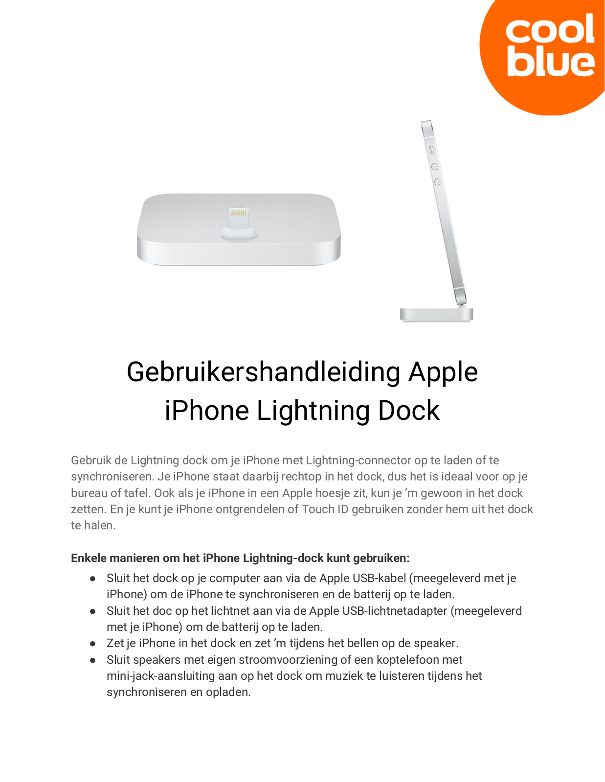 Apple iPhone Lightning Dock Zwart User manual