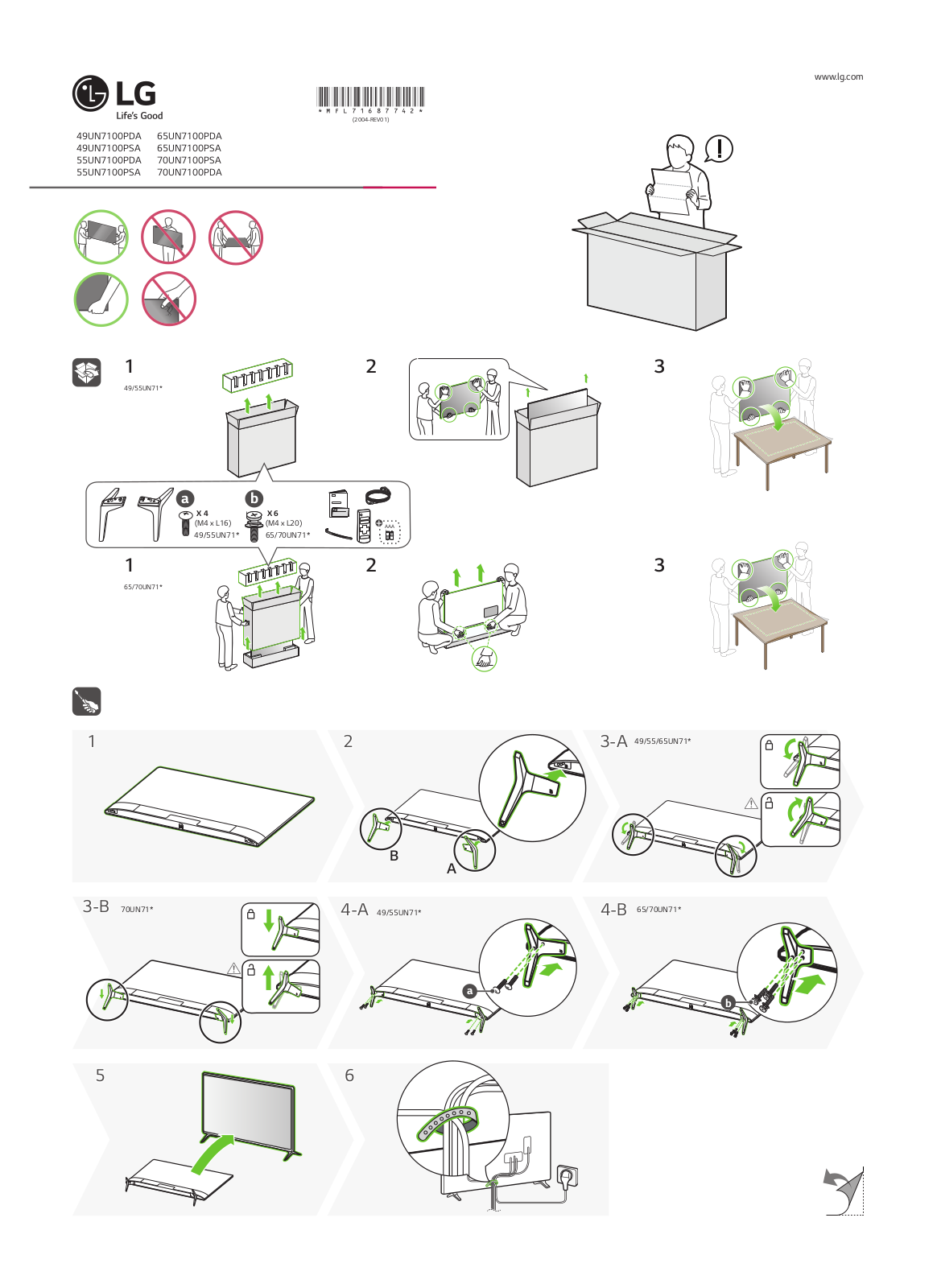 LG 49UN7100PDA, 49UN7100PSA QUICK INSTALLATION GUIDE