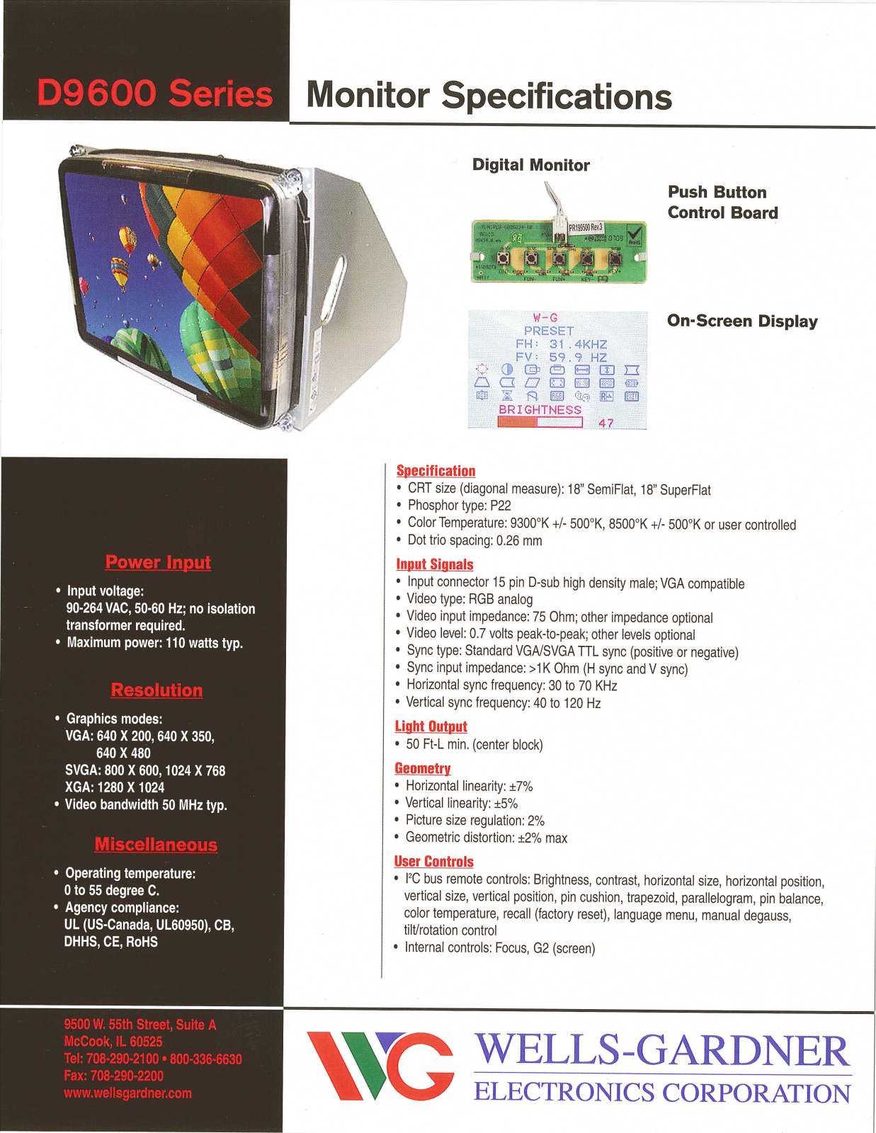 Wells-Gardner D9600 User Manual