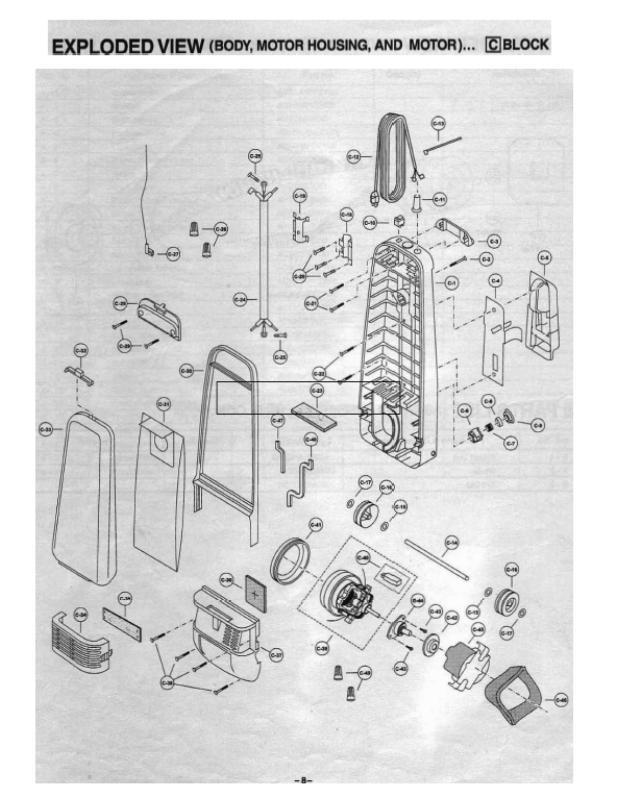 Panasonic Mc-v300 Parts List