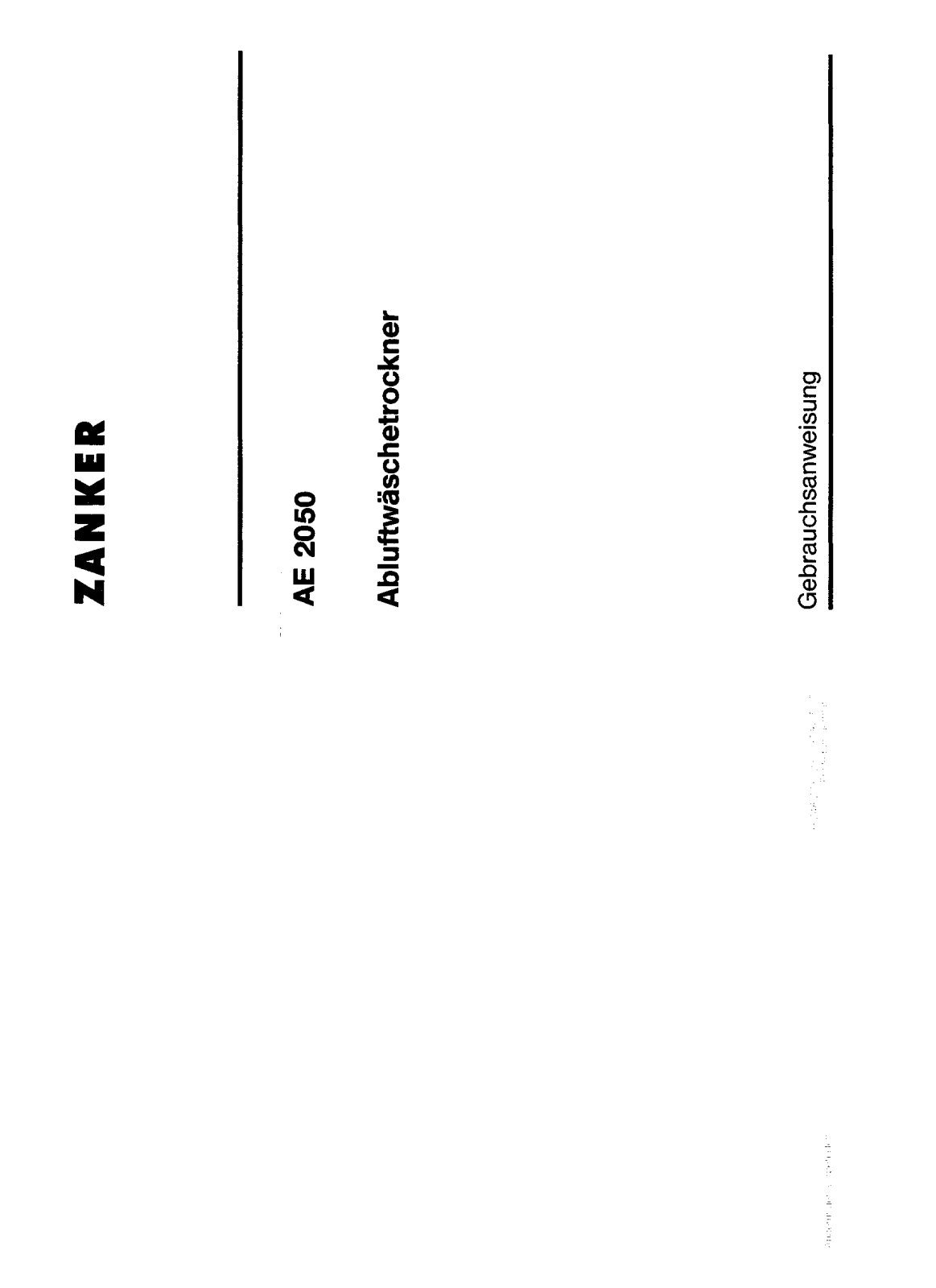 Zanker AE 2050 User Manual