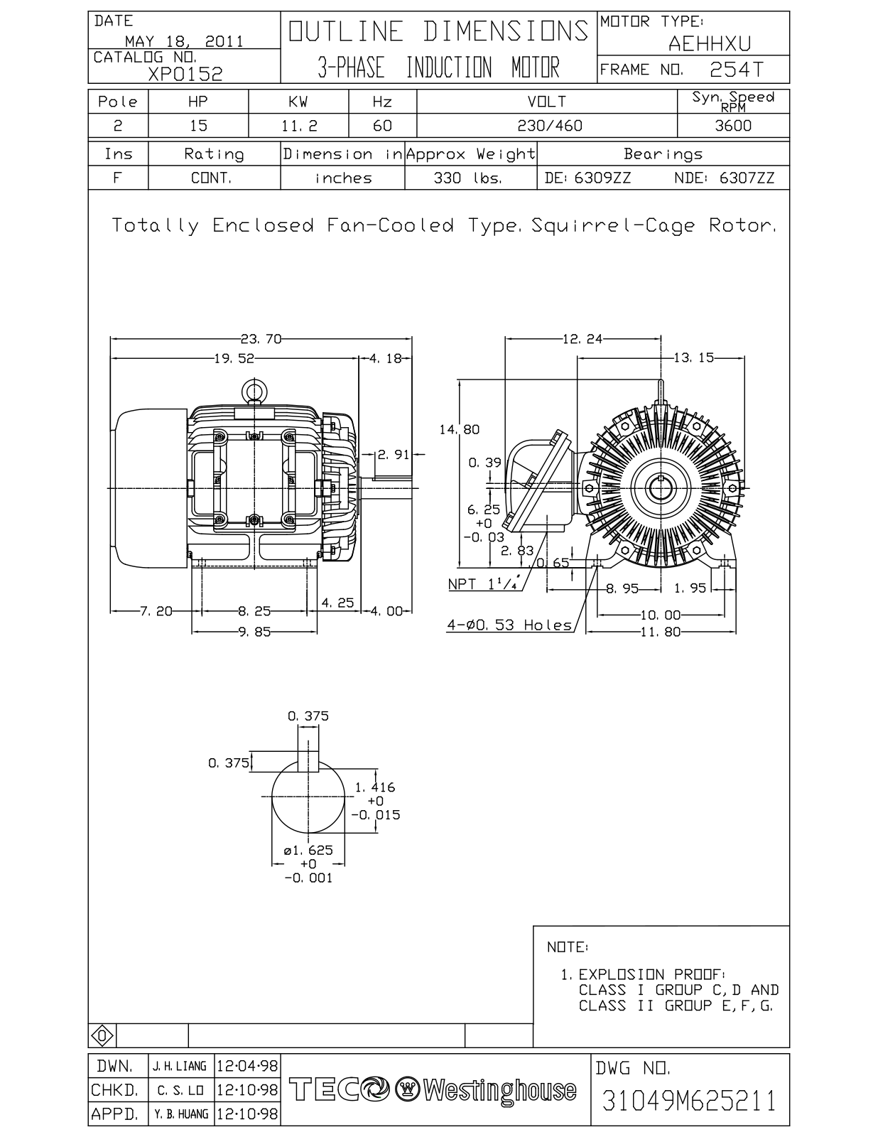 Datasheet XP0152 Reference Drawing (Teco) - ManualMachine.com