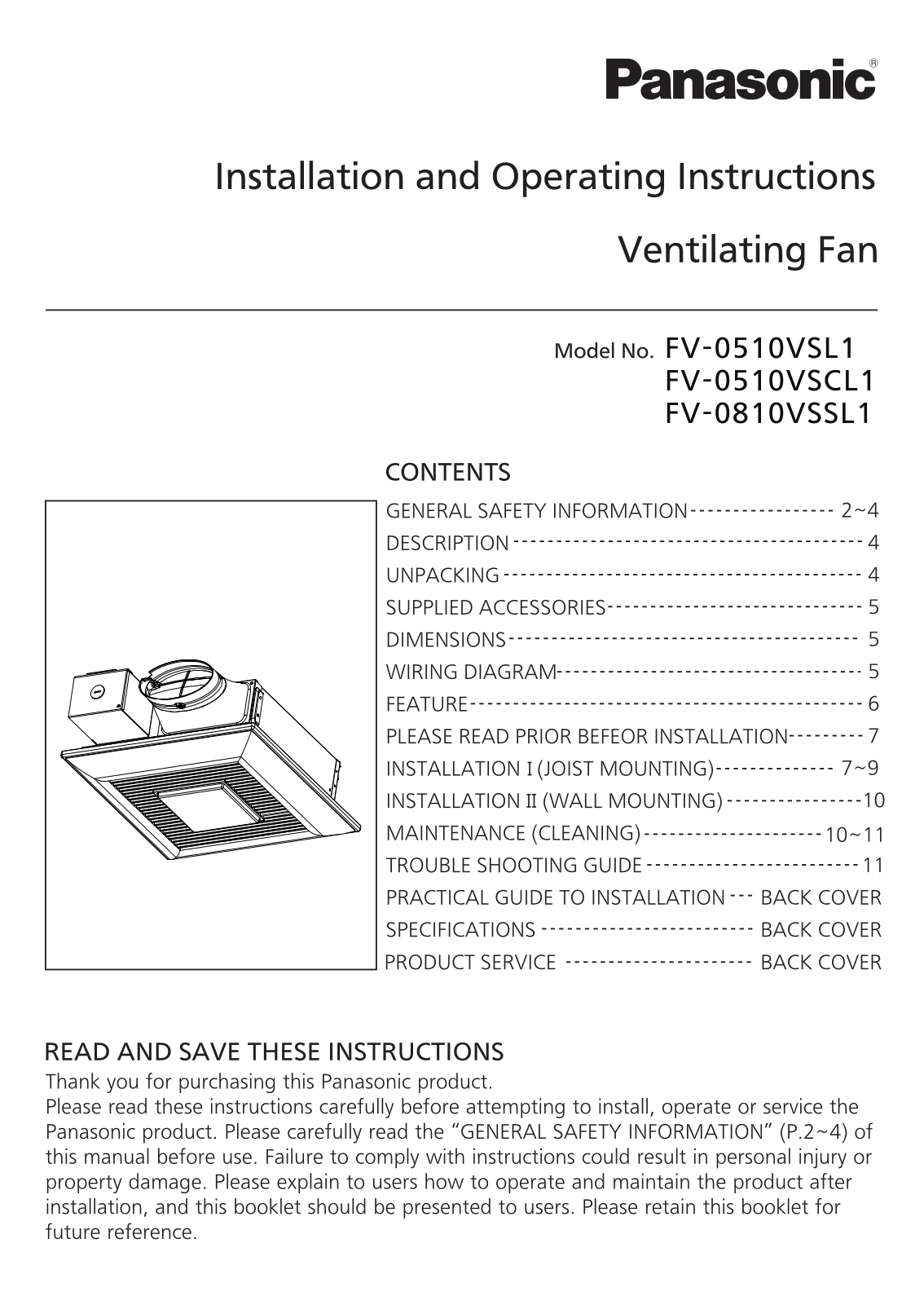 Panasonic fv0510vsl1 service manual