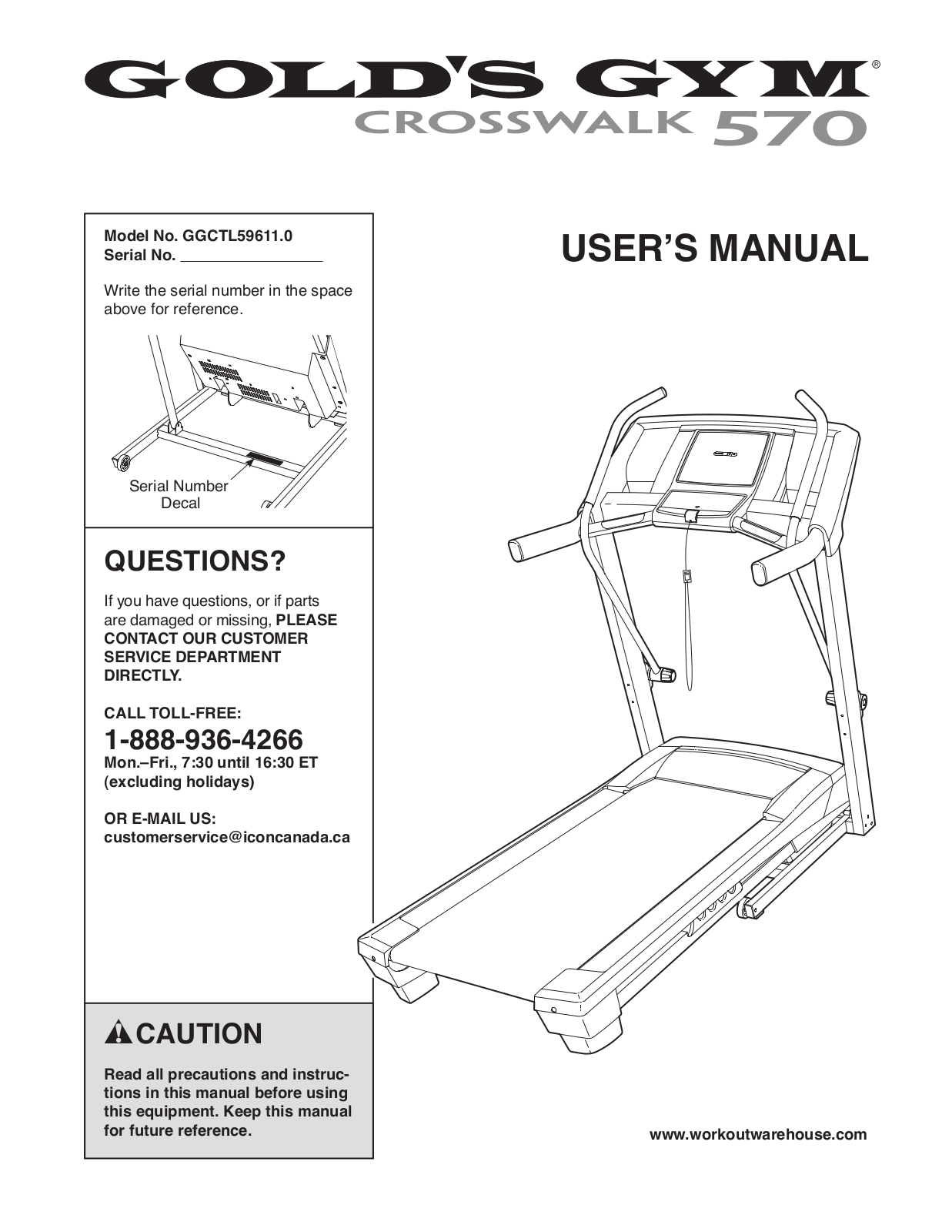 Gold's Gym GGCTL59611.0 User Manual