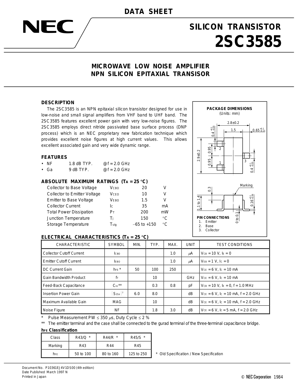 NEC 2sc3585 Datasets - ManualMachine.com