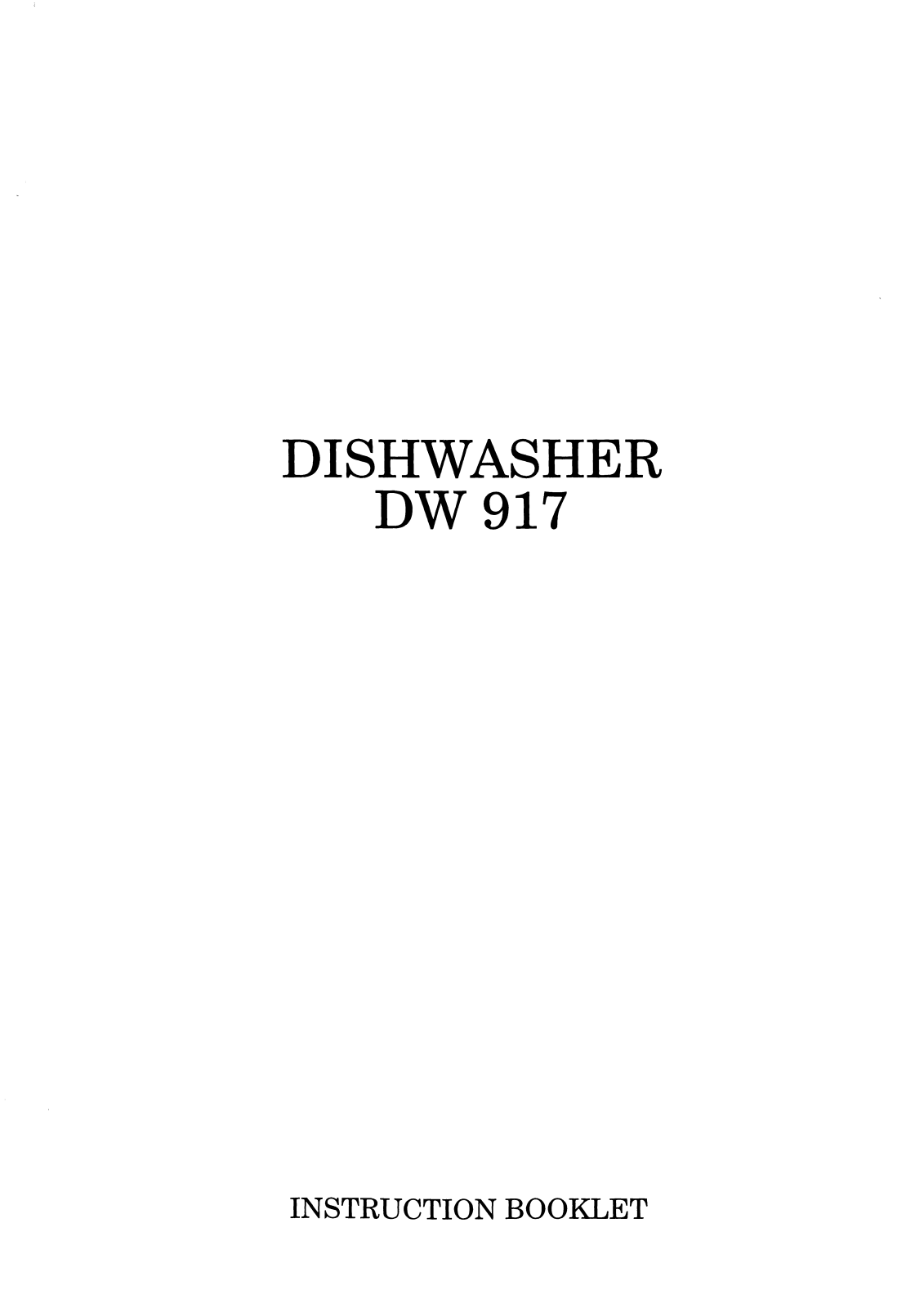 Zanussi DW 917 User Manual