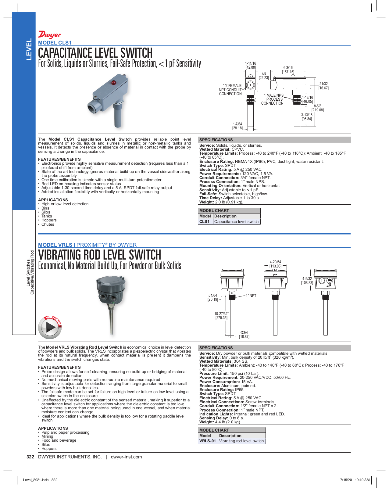 Dwyer Instruments CLS1 Catalog Page