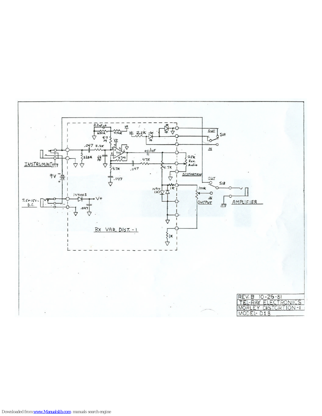 MORLEY PEDALS D1BES Wiring Diagram