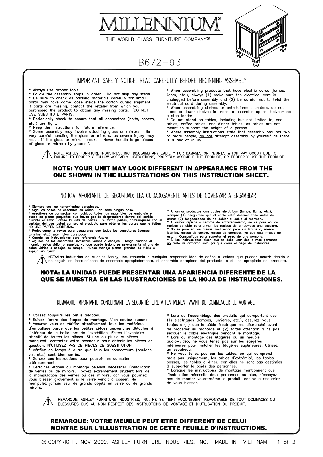 Millennium B67293 Assembly Guide