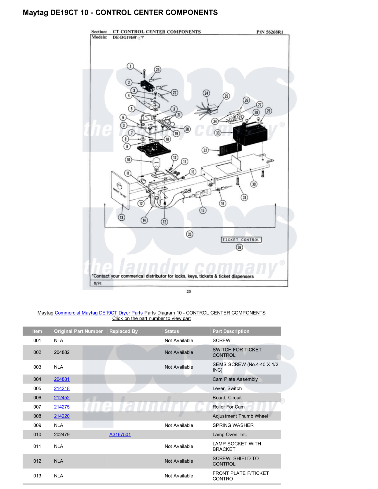 Maytag DE19CT Parts Diagram