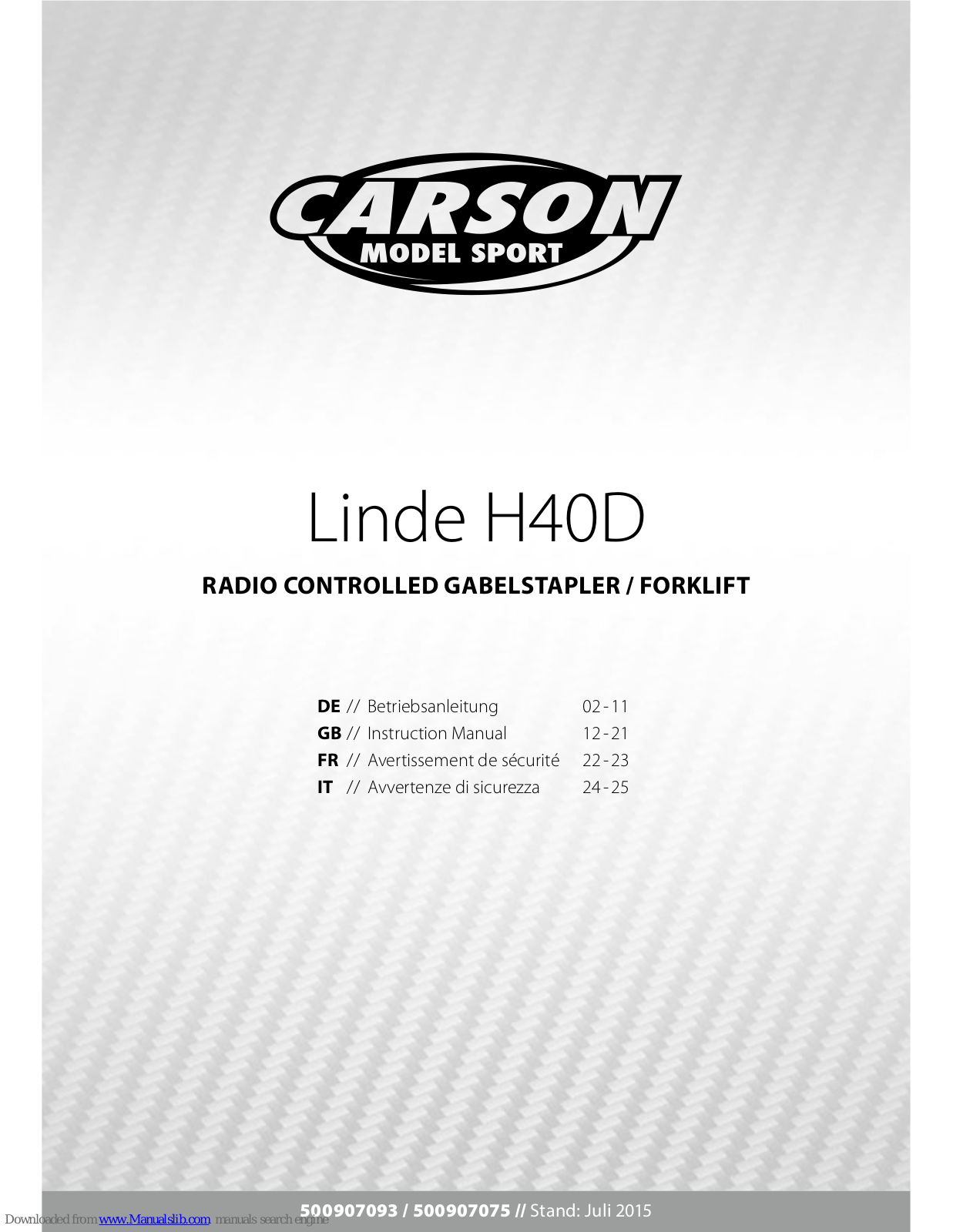 Carson Linde H40D Instruction Manual