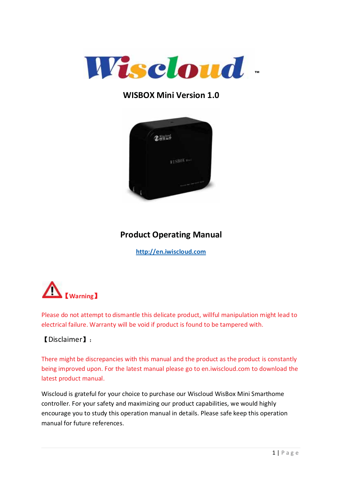 Yantai Wiscloud Cloud Computing WISBOXMINI User Manual