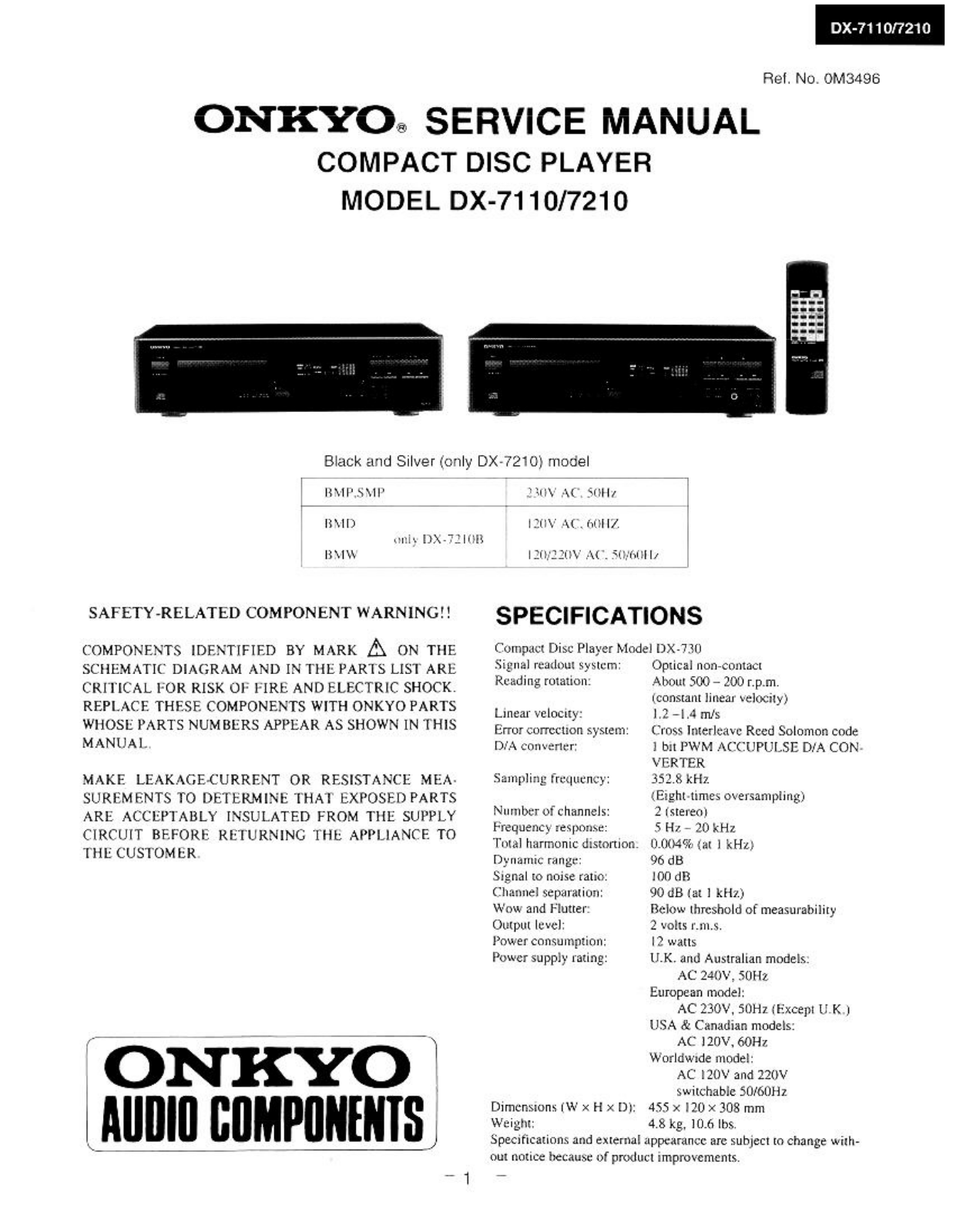 Onkyo DX-7110 Service manual