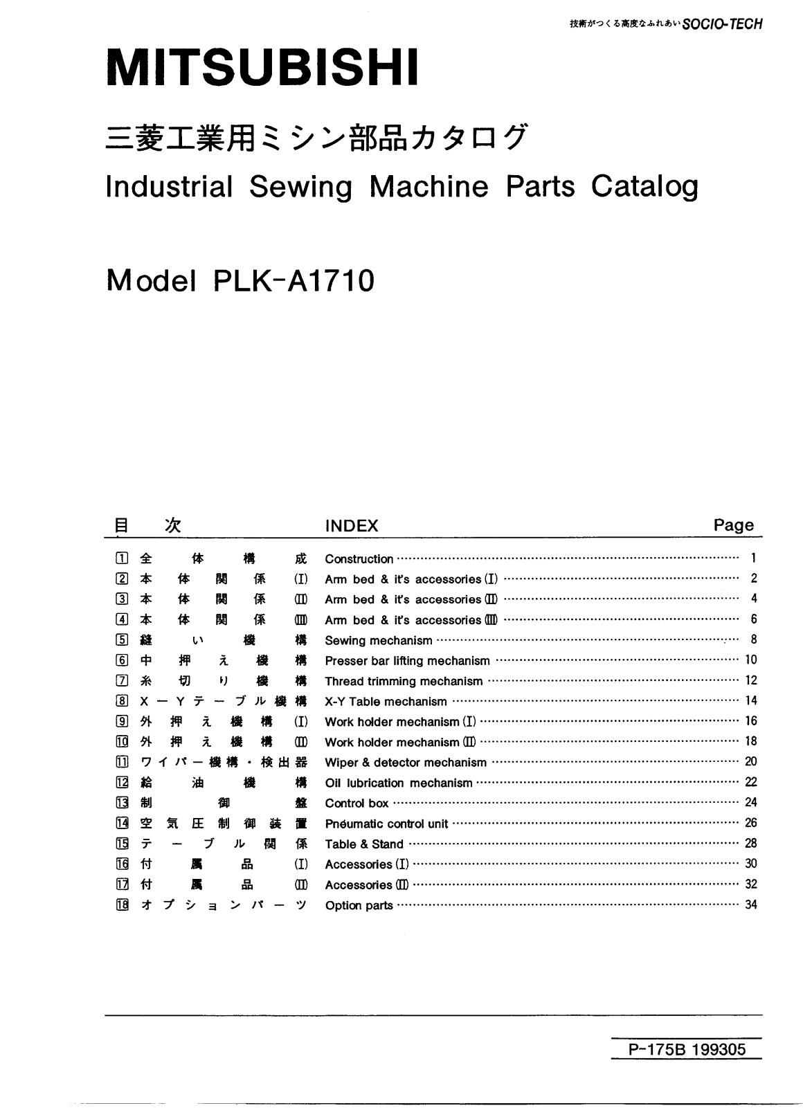 MITSUBISHI PLK-A1710 Parts List