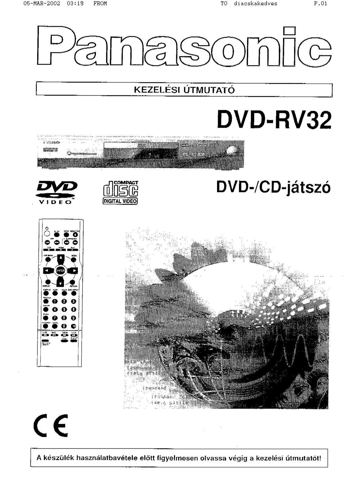 Panasonic DVD-RV32 User Manual