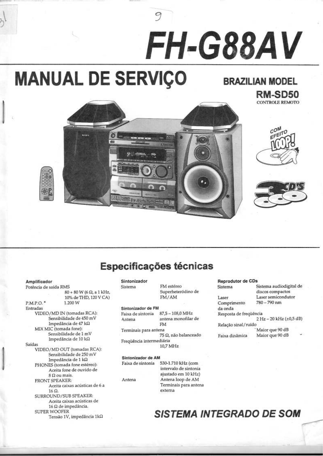 Sony FH-G88AV, FH-G88V, FH-GR8AV Schematic