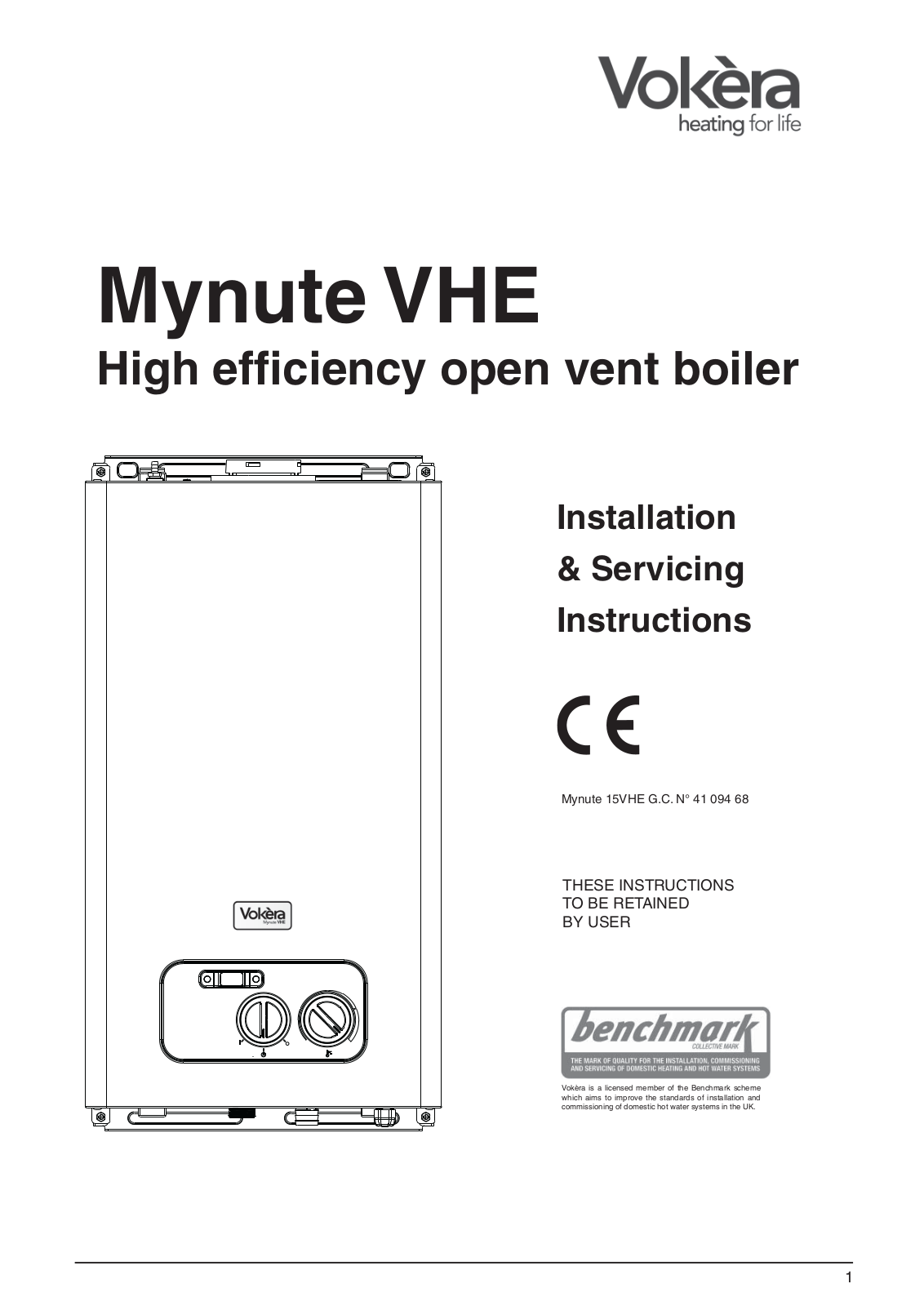 VOKERA Mynute VHE Series, MYNUTE 15 VHE Installation & Servicing Instructions Manual