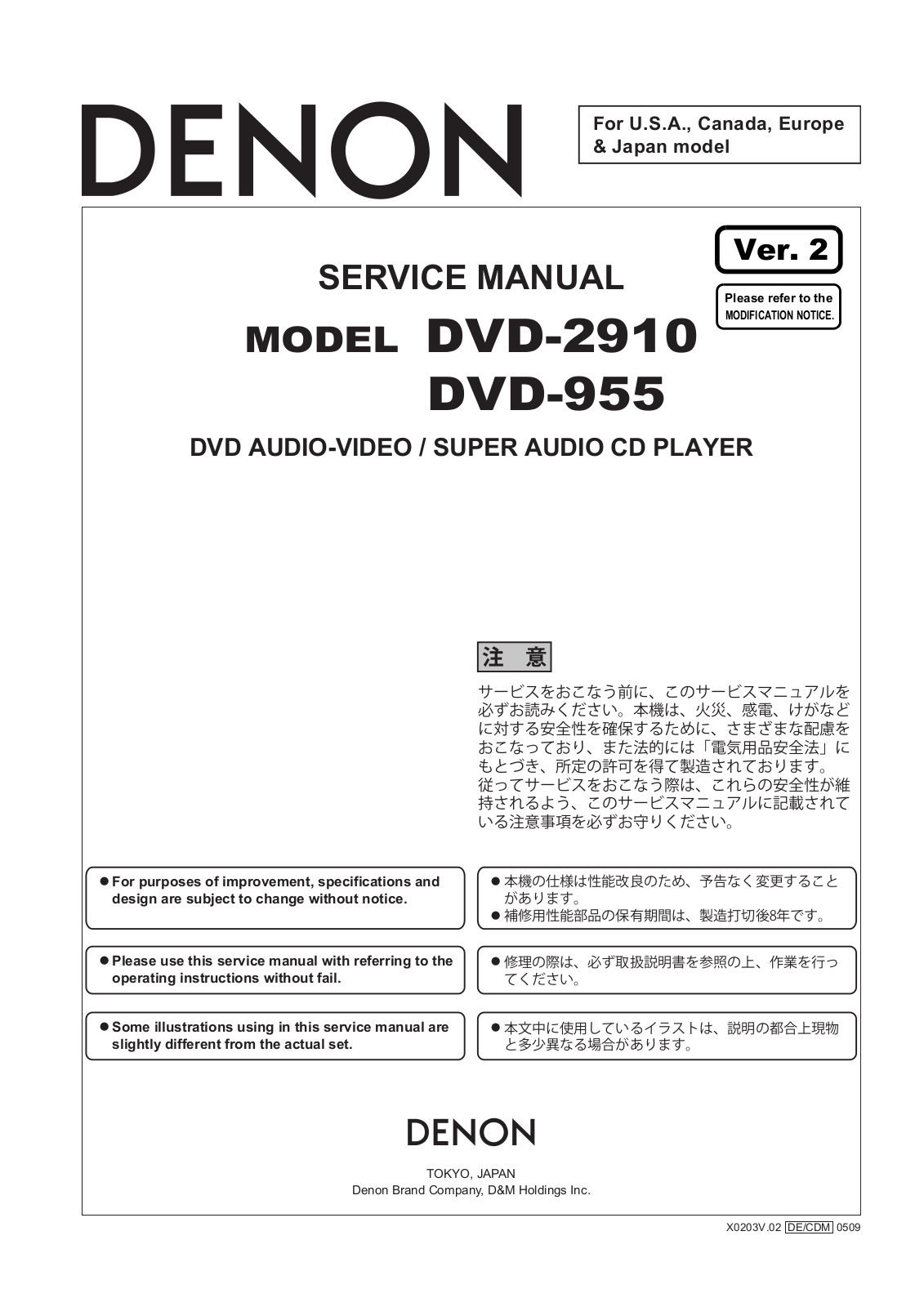 Denon DVD-2910 Service Manual