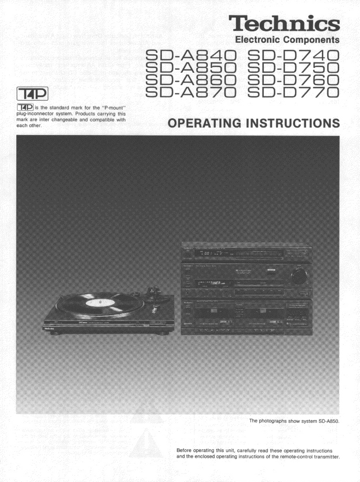 Panasonic SDD770, SDD760, SDD750, SDD740, SDA860 User Manual