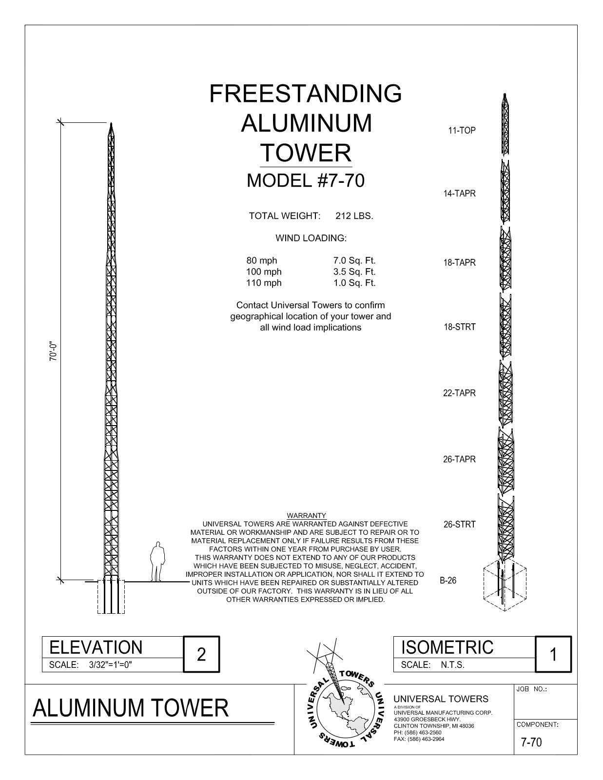 Universal Towers 7-70 OEM Drawing - ManualMachine.com