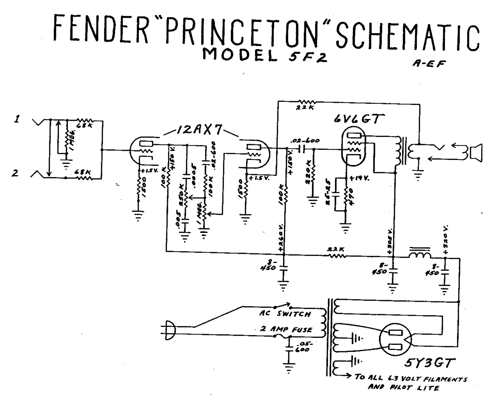 Fender Princeton-5F2 Schematic